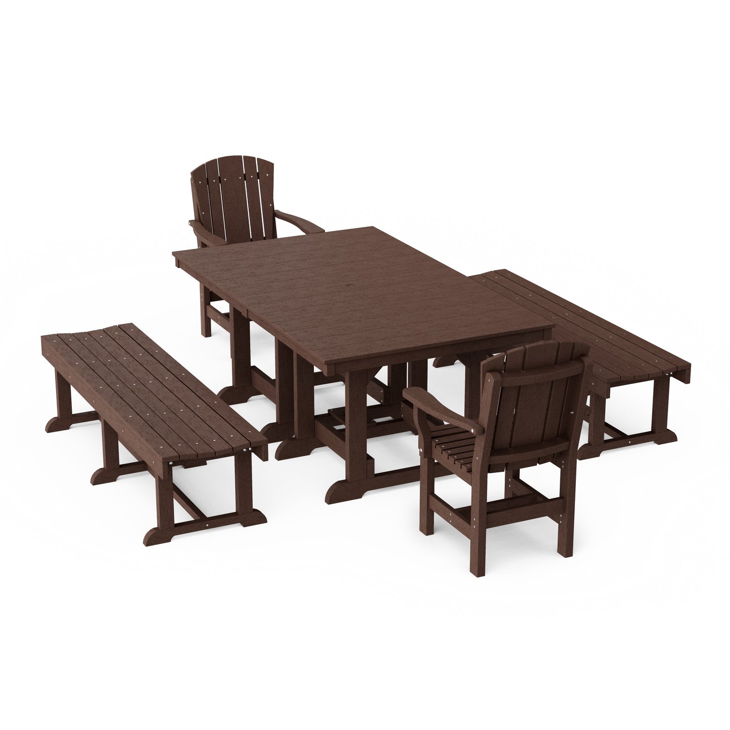 Heritage 5-Piece Rectangular Dining Set with Benches