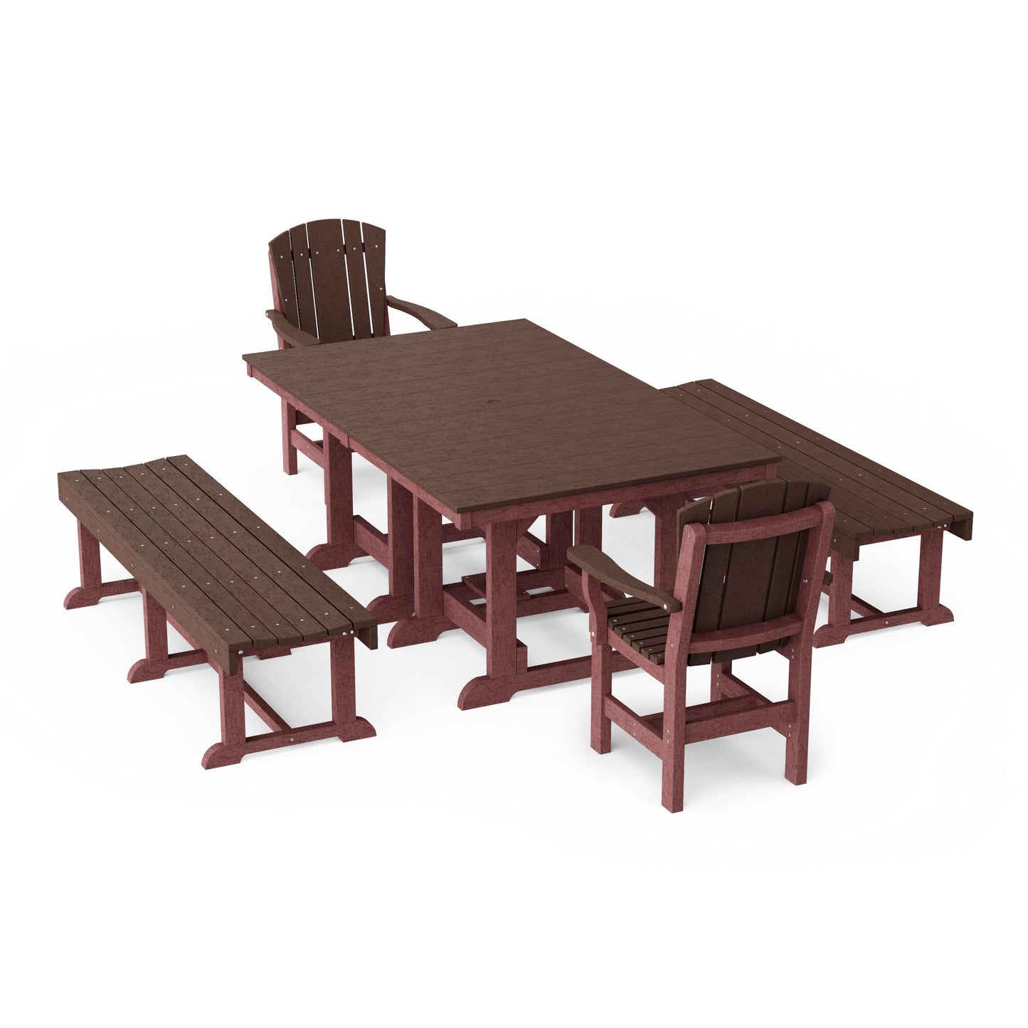 Heritage 5-Piece Rectangular Dining Set with Benches