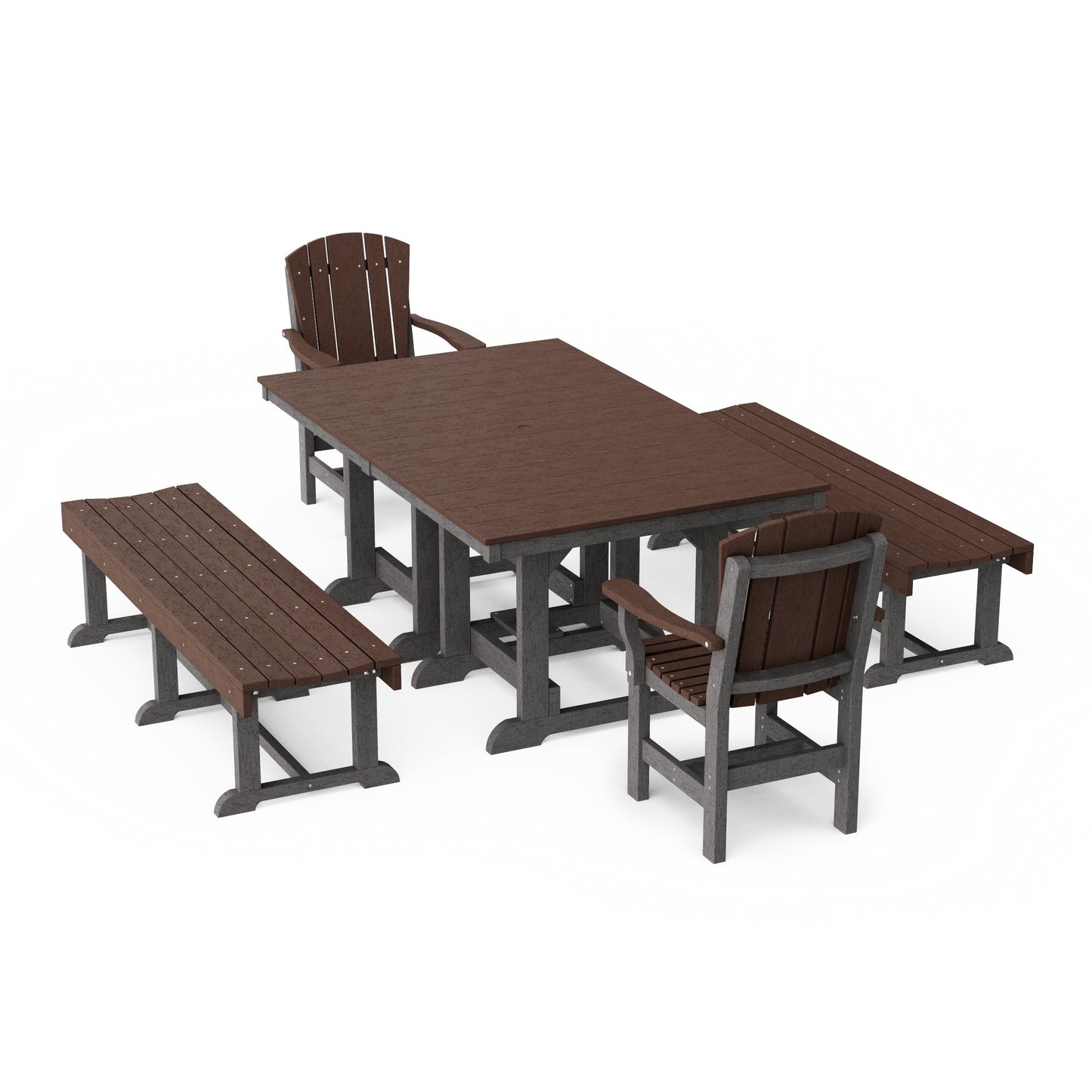 Heritage 5-Piece Rectangular Dining Set with Benches