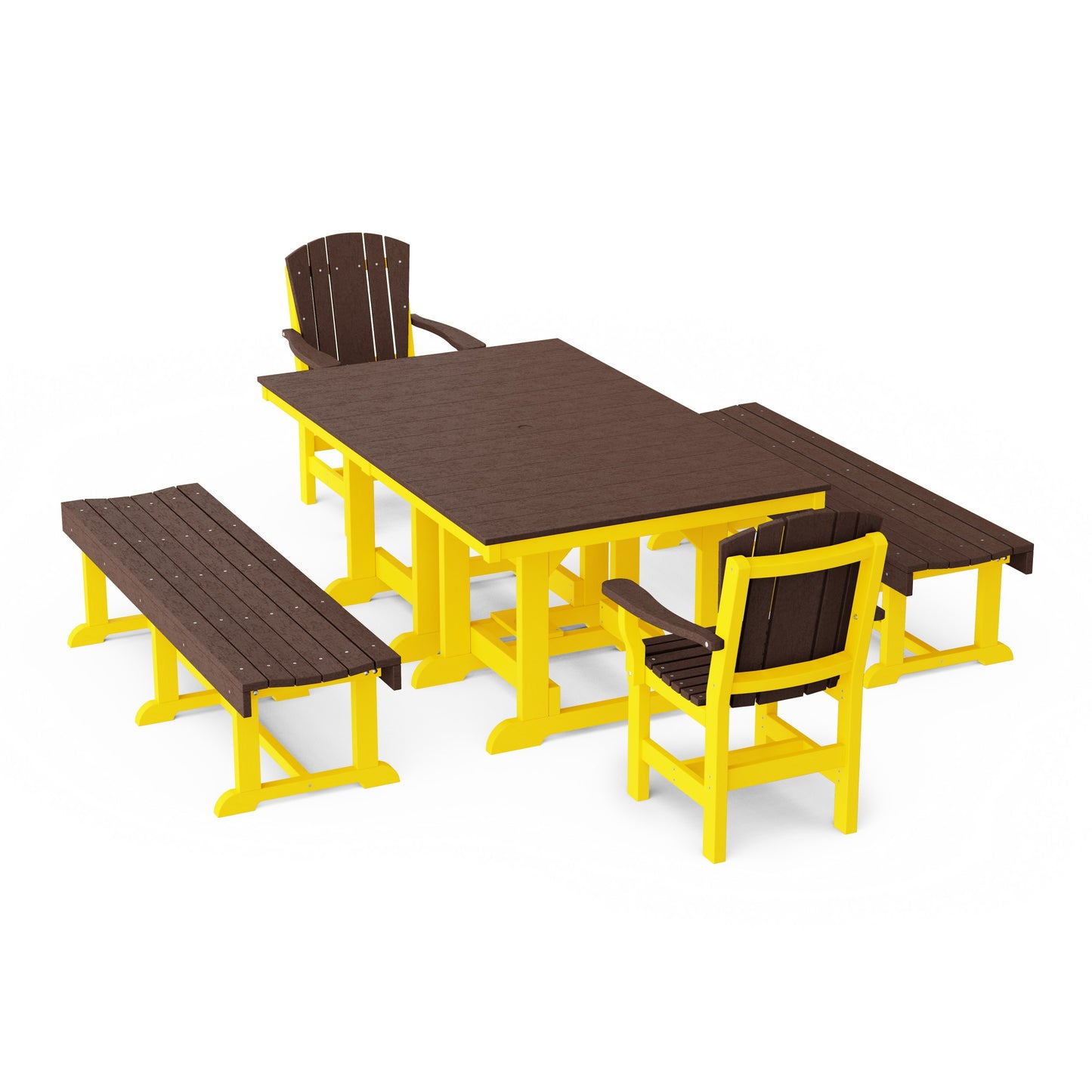 Heritage 5-Piece Rectangular Dining Set with Benches