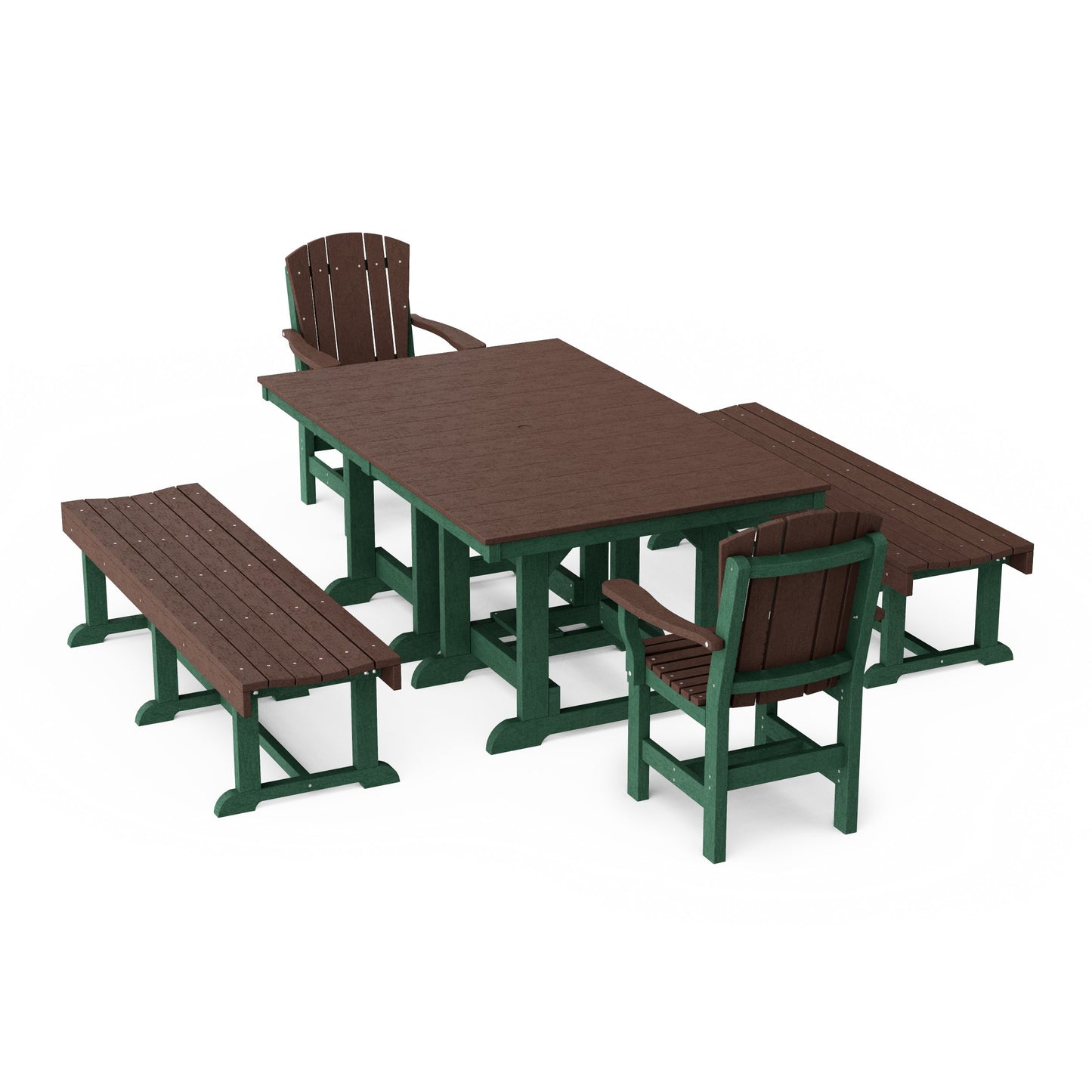 Heritage 5-Piece Rectangular Dining Set with Benches