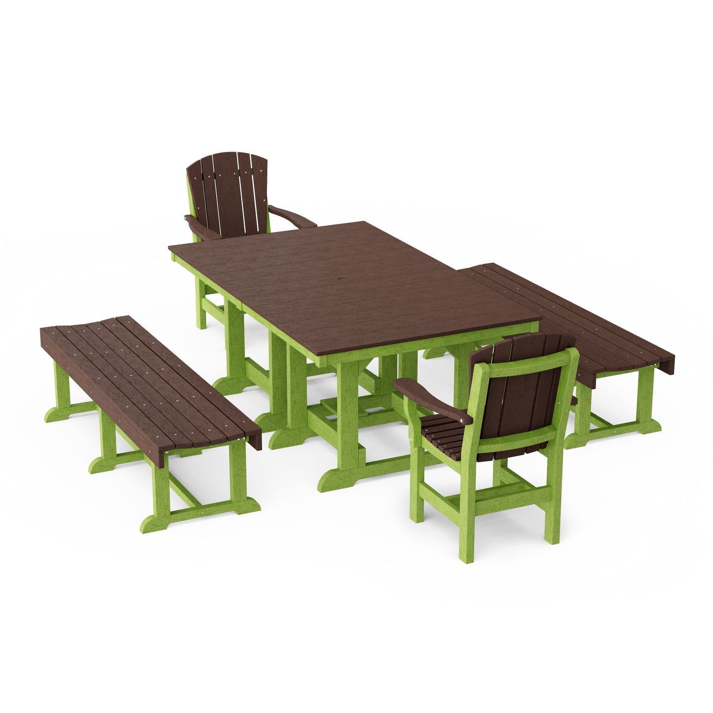 Heritage 5-Piece Rectangular Dining Set with Benches