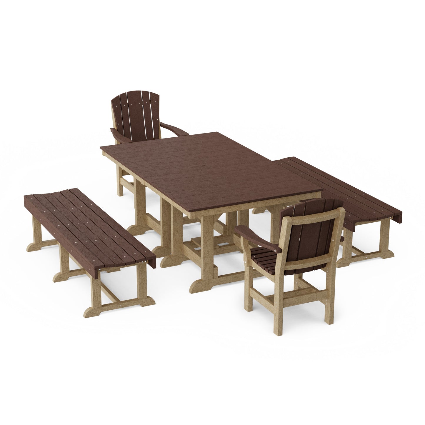 Heritage 5-Piece Rectangular Dining Set with Benches