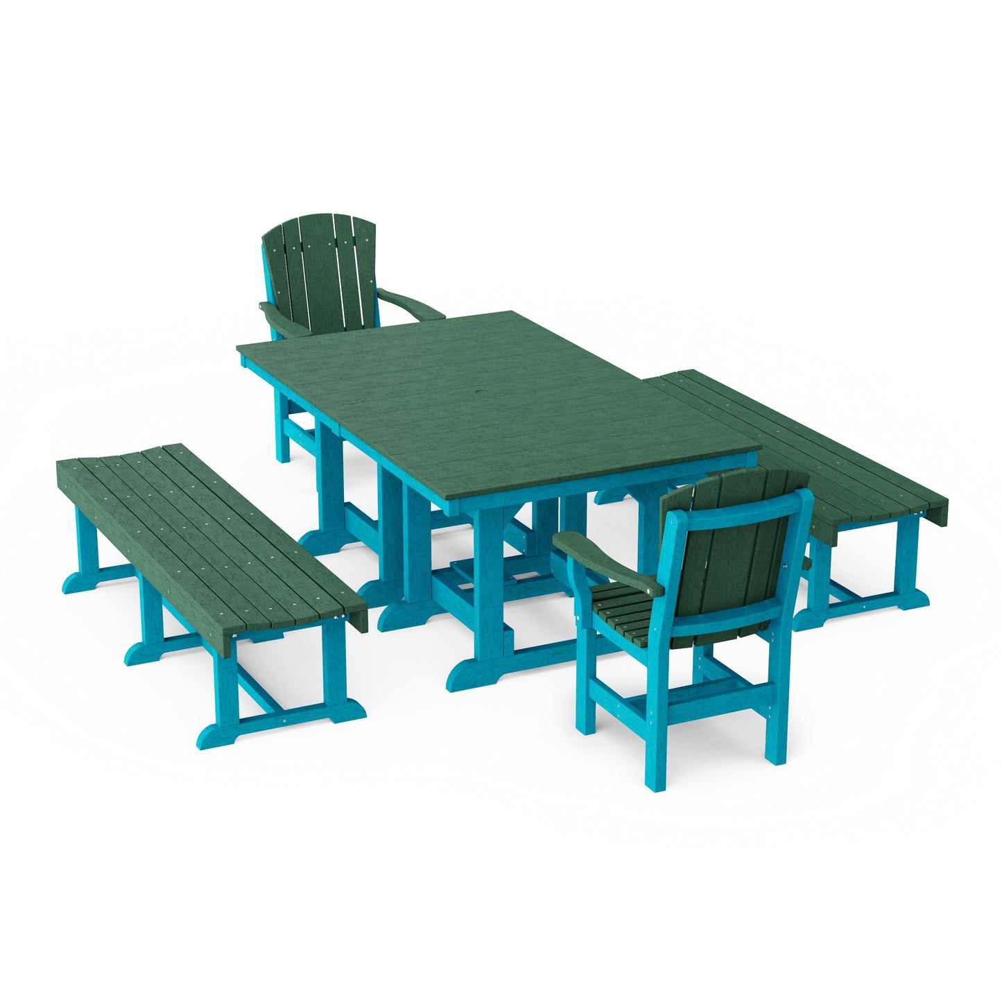 Heritage 5-Piece Rectangular Dining Set with Benches