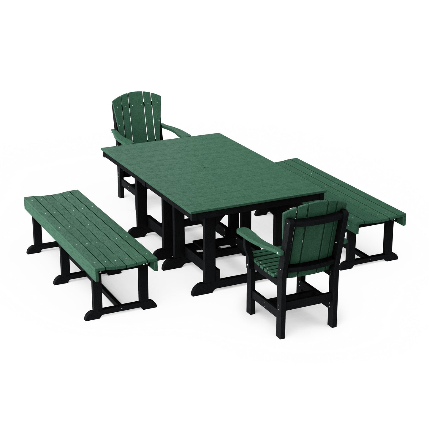 Heritage 5-Piece Rectangular Dining Set with Benches