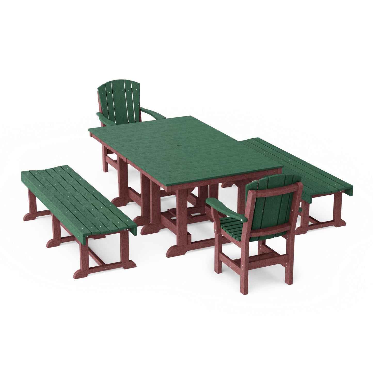 Heritage 5-Piece Rectangular Dining Set with Benches