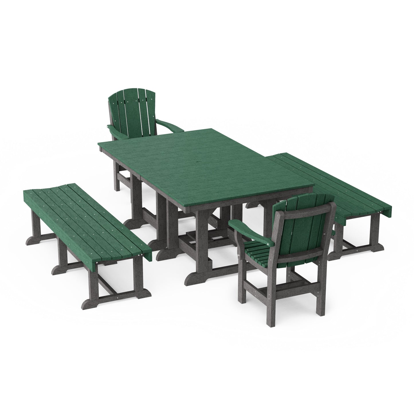 Heritage 5-Piece Rectangular Dining Set with Benches