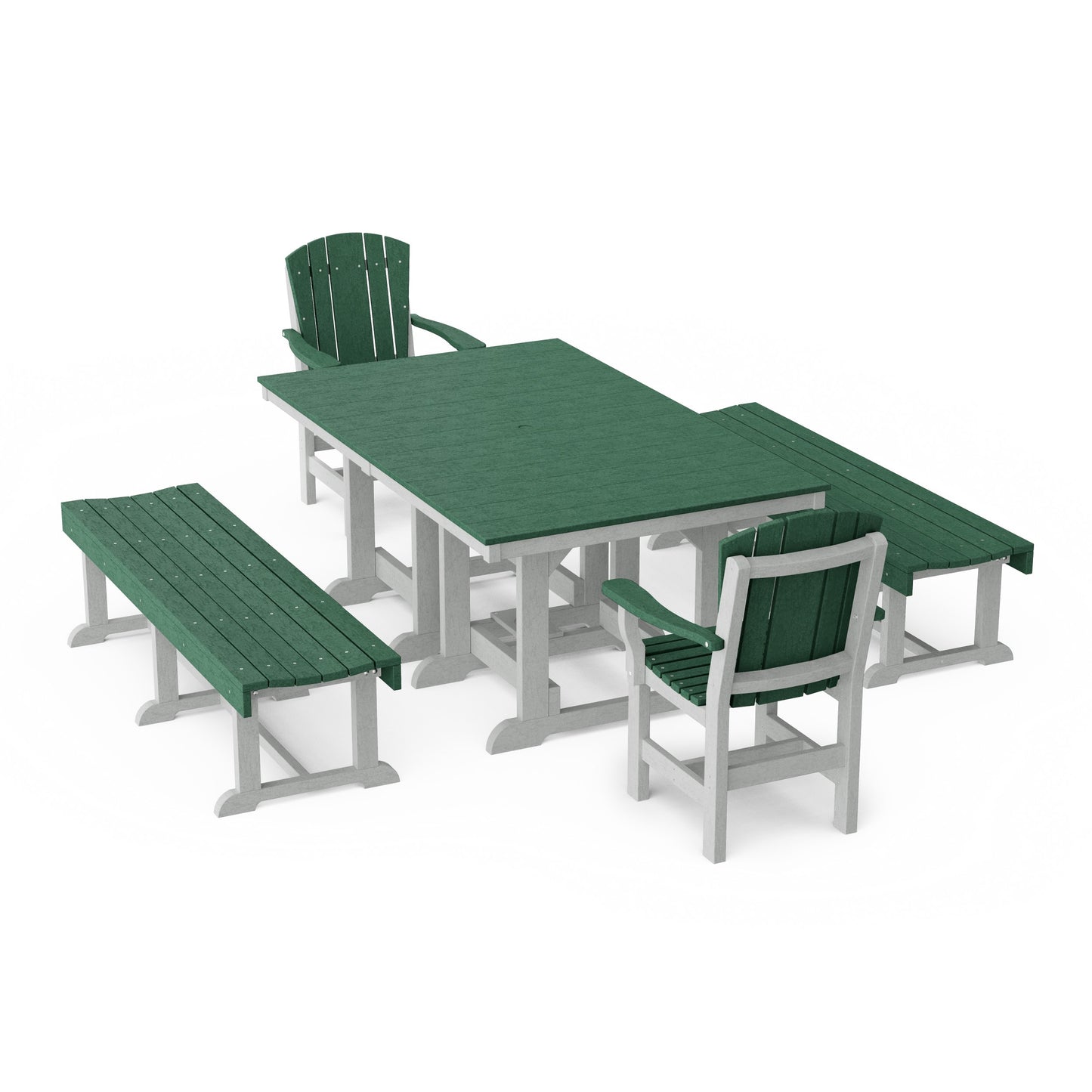 Heritage 5-Piece Rectangular Dining Set with Benches