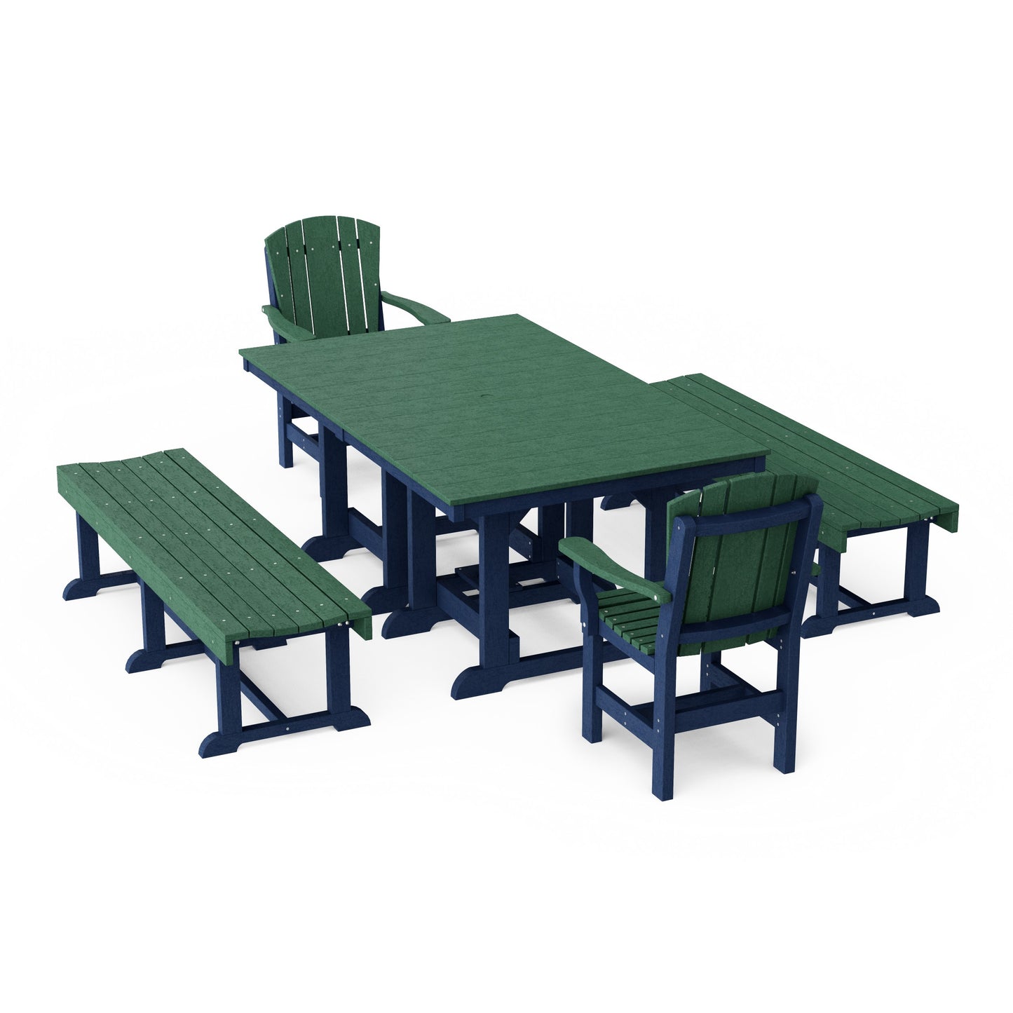 Heritage 5-Piece Rectangular Dining Set with Benches