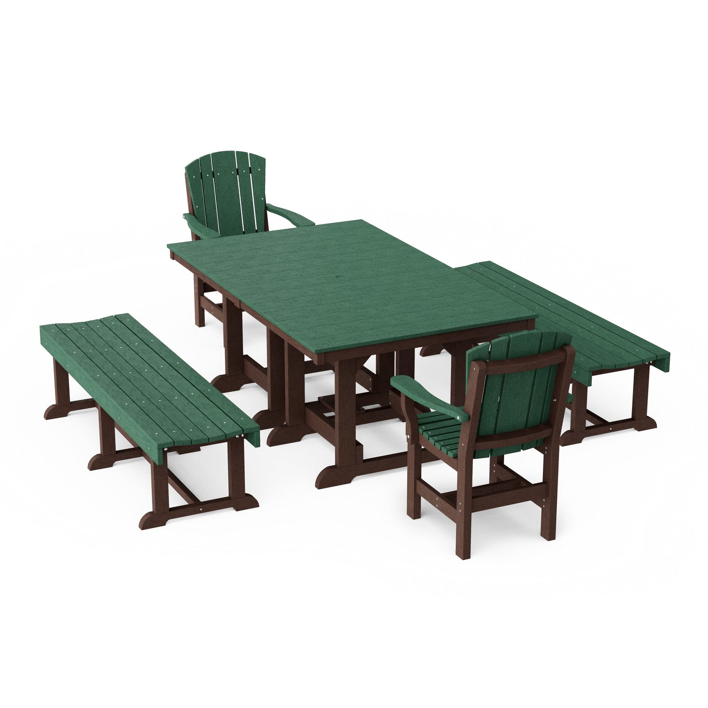 Heritage 5-Piece Rectangular Dining Set with Benches