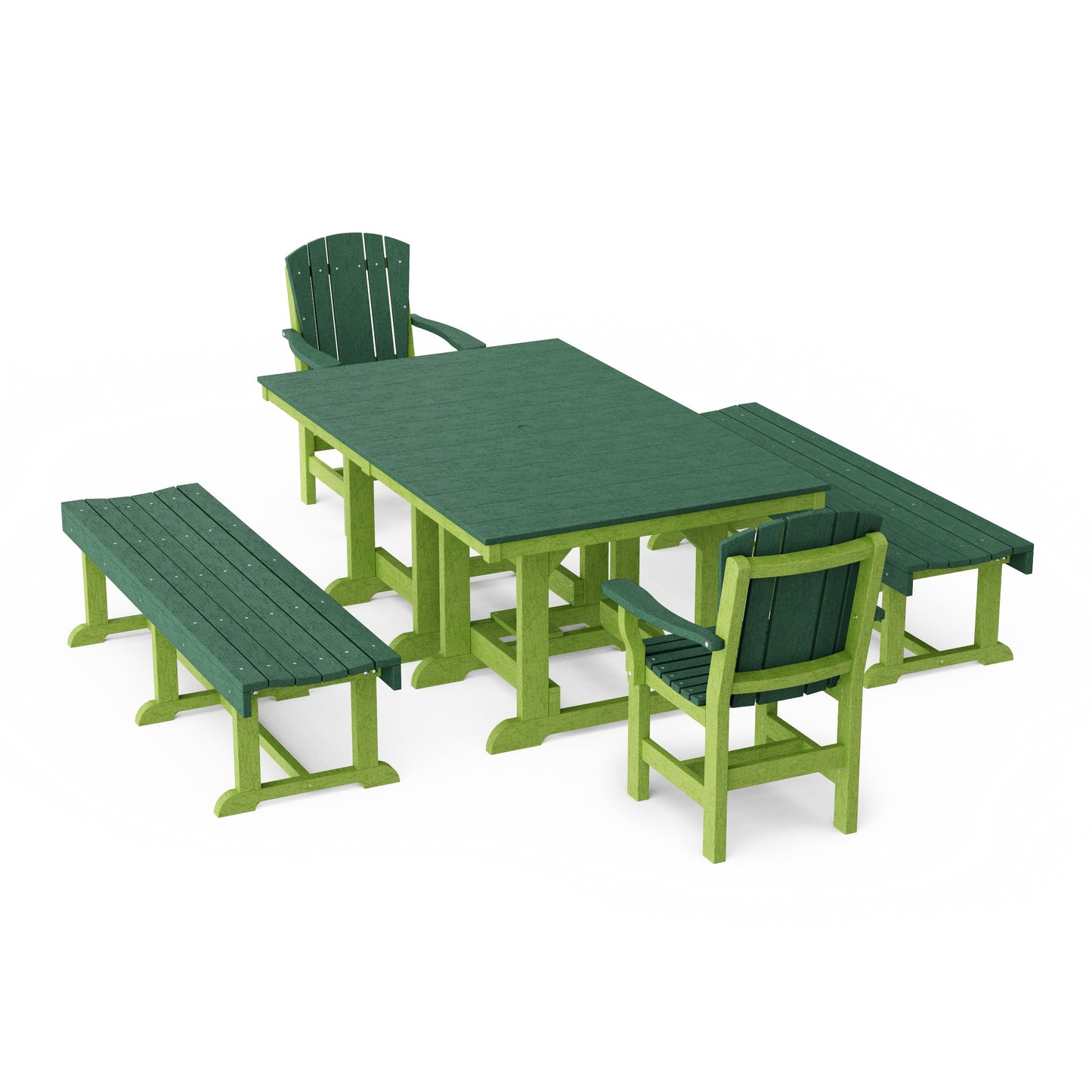 Heritage 5-Piece Rectangular Dining Set with Benches