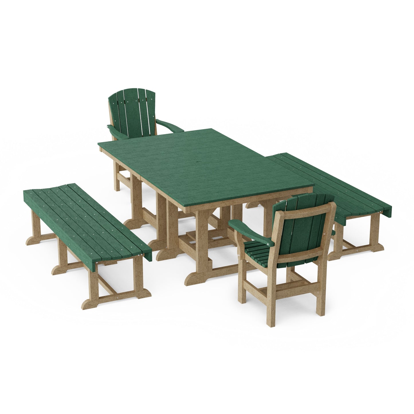 Heritage 5-Piece Rectangular Dining Set with Benches