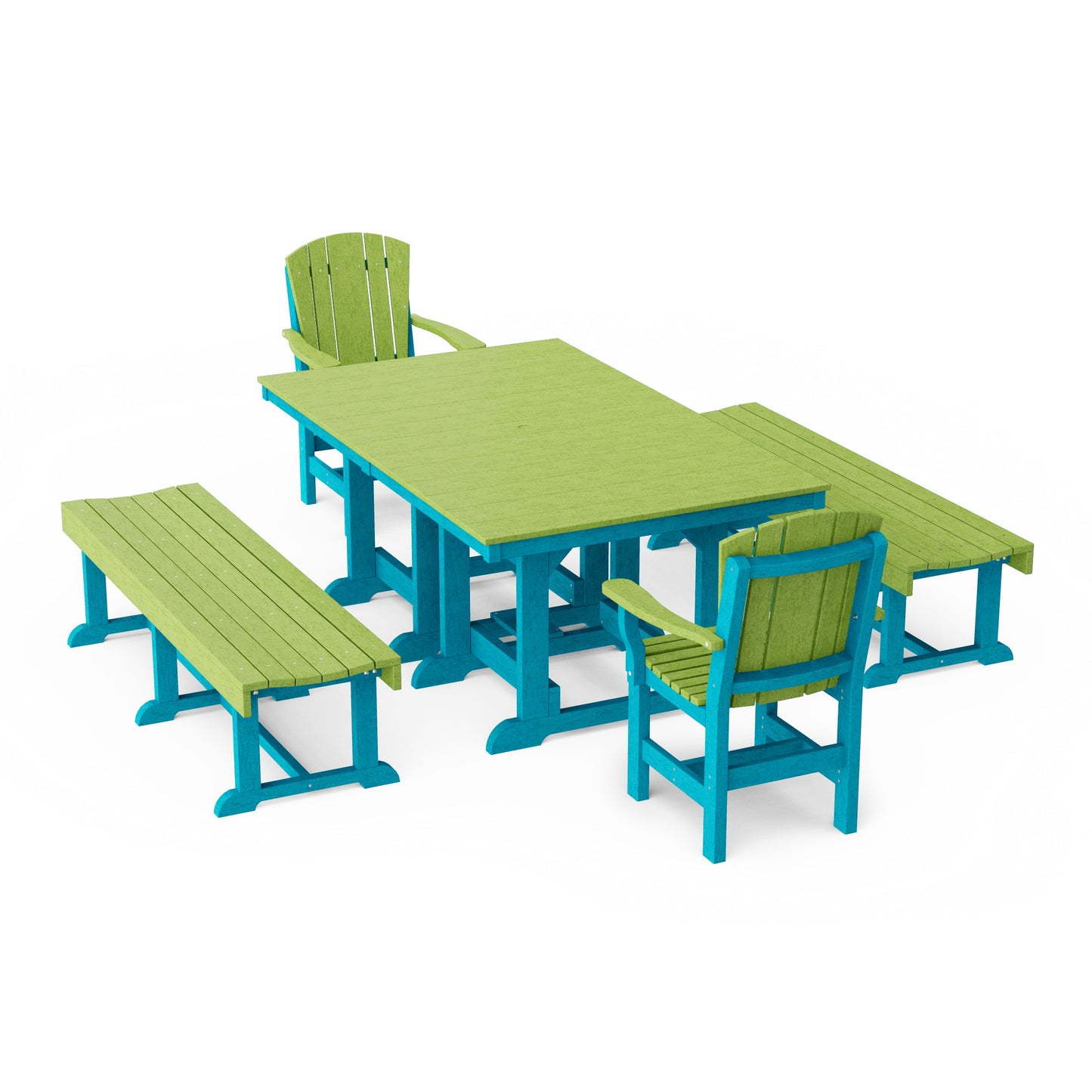 Heritage 5-Piece Rectangular Dining Set with Benches