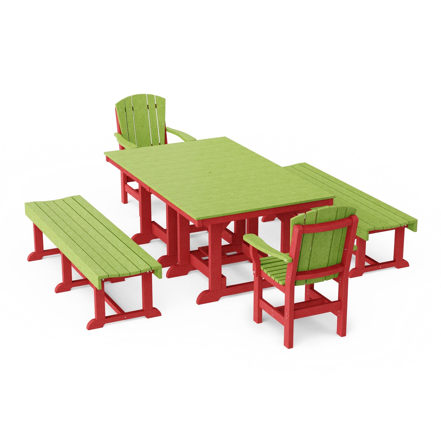 Heritage 5-Piece Rectangular Dining Set with Benches