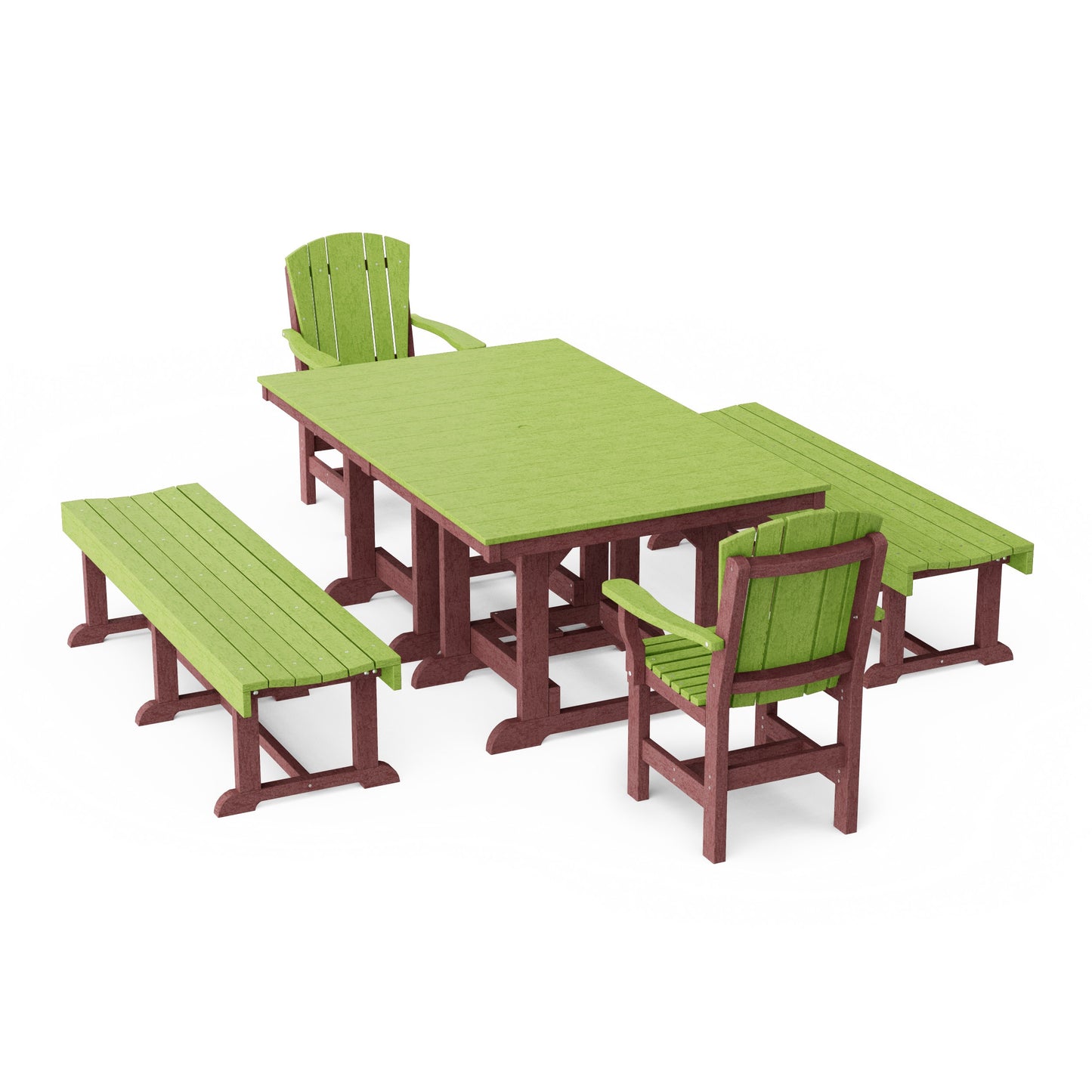 Heritage 5-Piece Rectangular Dining Set with Benches