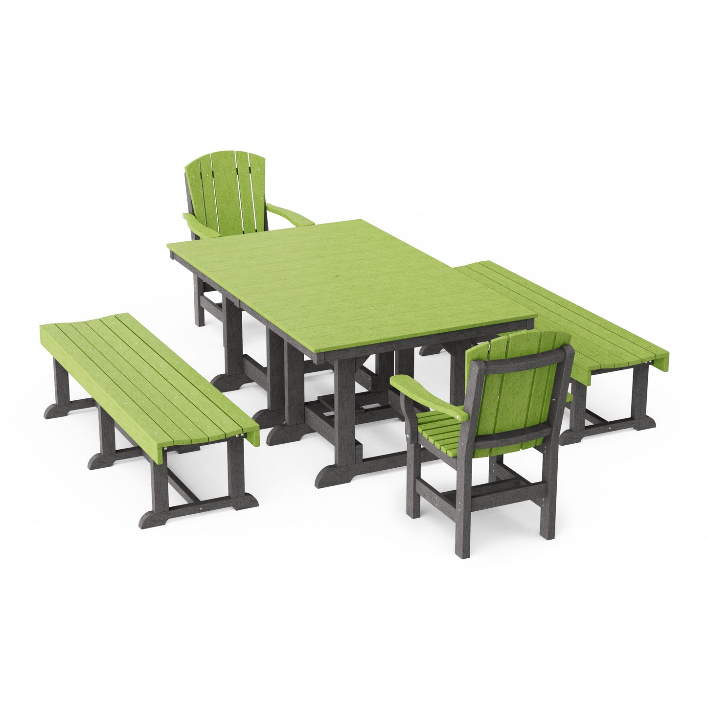 Heritage 5-Piece Rectangular Dining Set with Benches