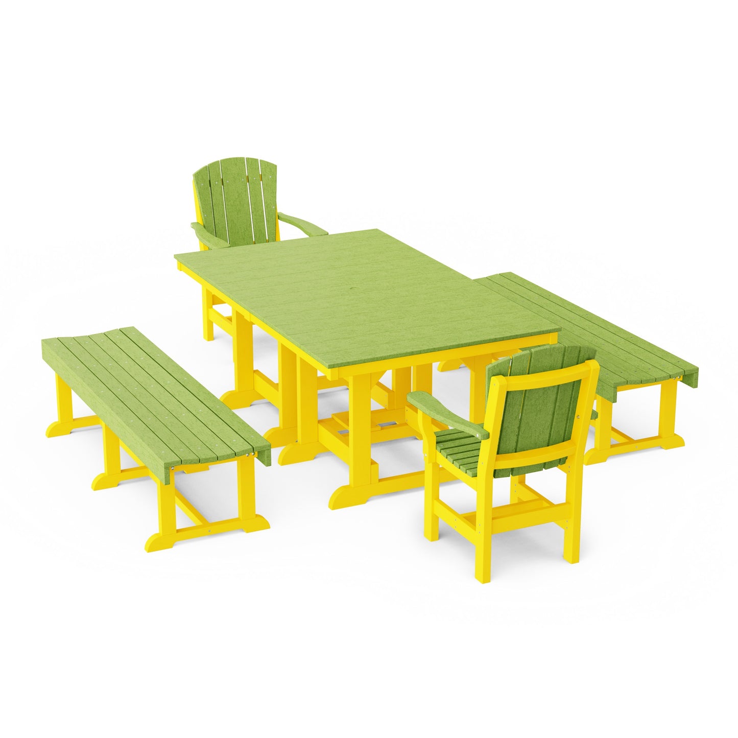 Heritage 5-Piece Rectangular Dining Set with Benches