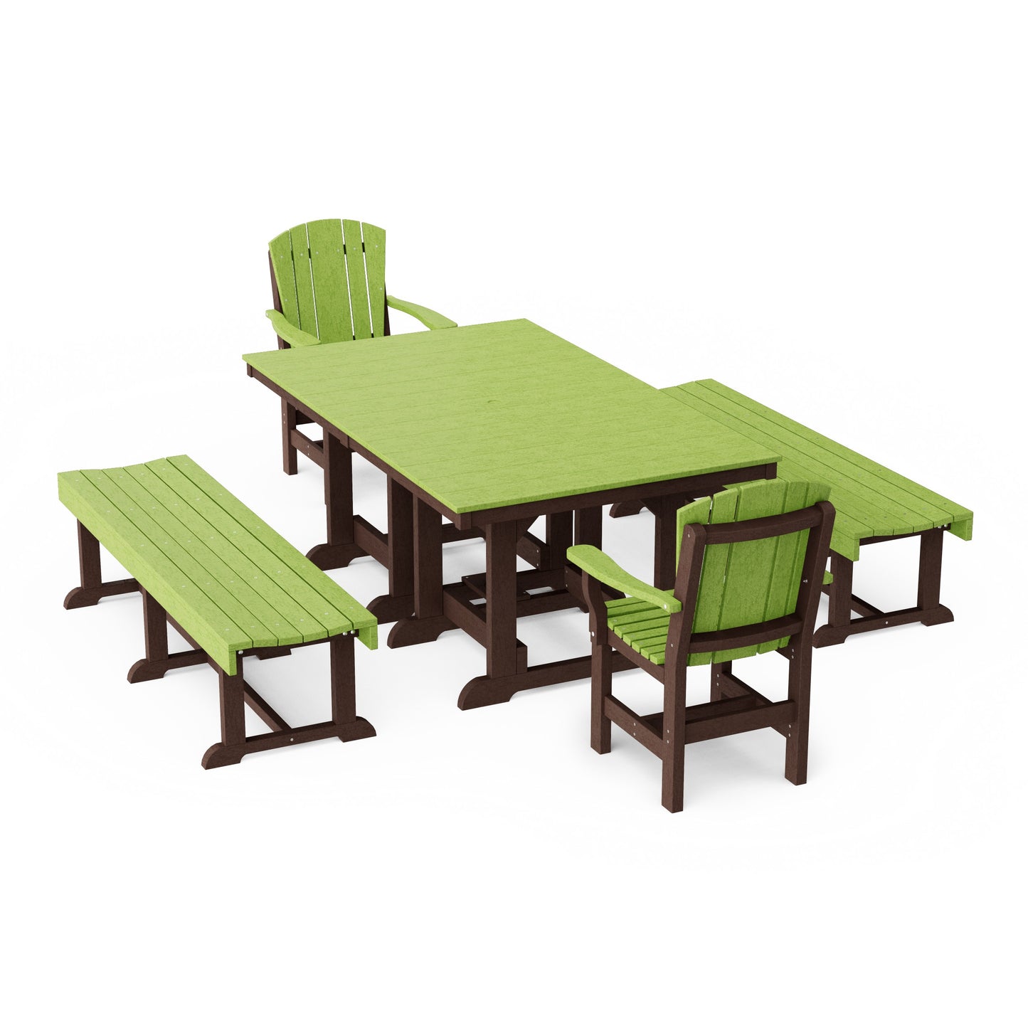 Heritage 5-Piece Rectangular Dining Set with Benches