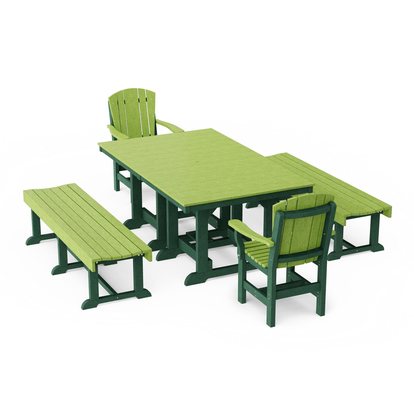 Heritage 5-Piece Rectangular Dining Set with Benches