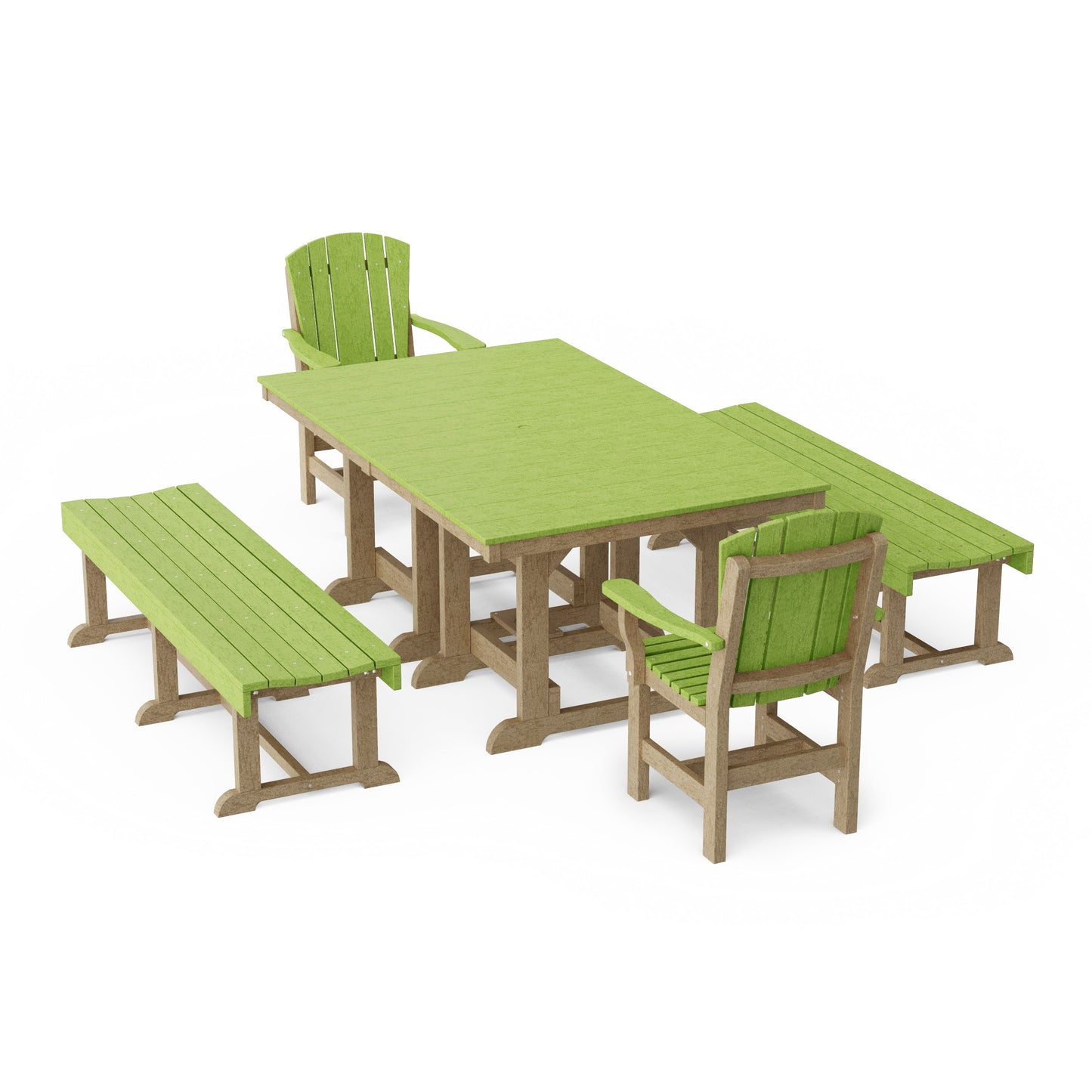 Heritage 5-Piece Rectangular Dining Set with Benches