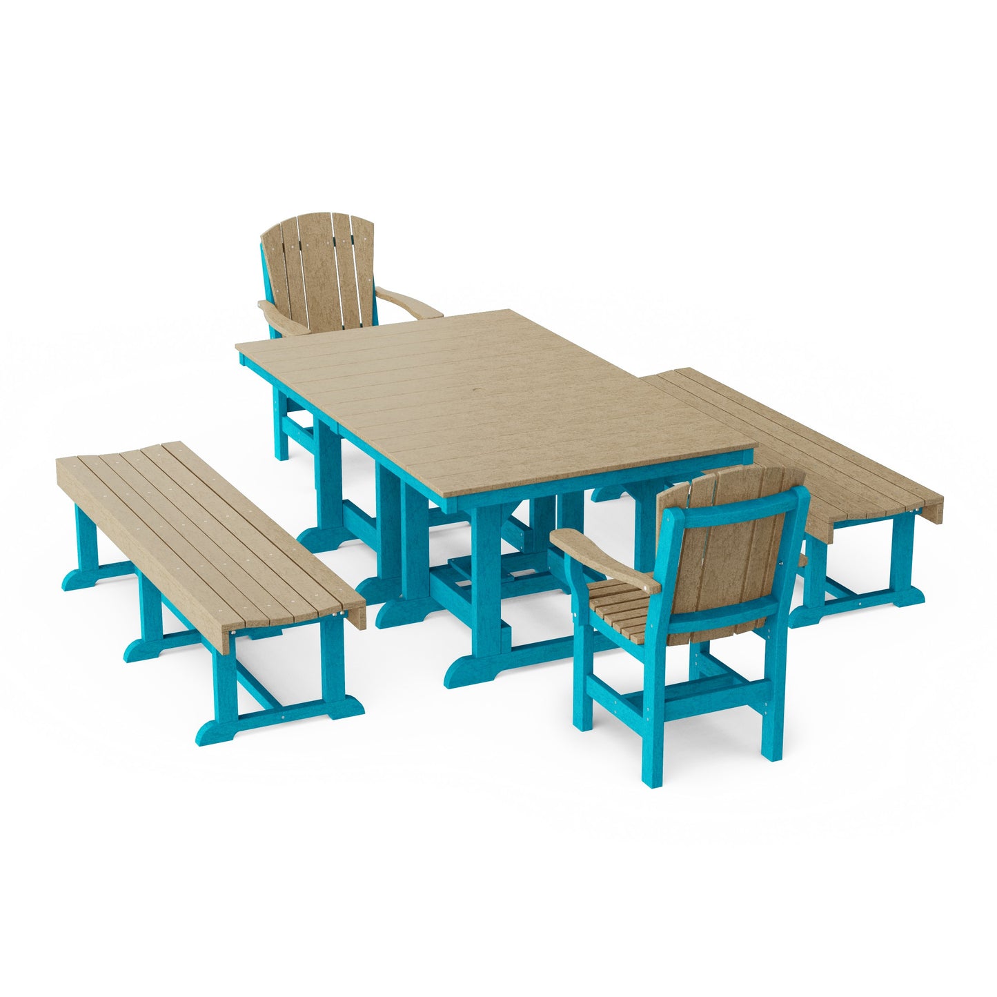 Heritage 5-Piece Rectangular Dining Set with Benches