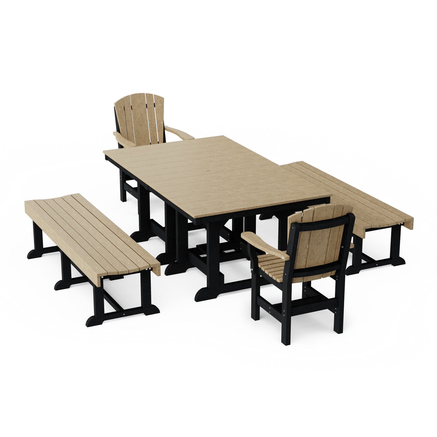 Heritage 5-Piece Rectangular Dining Set with Benches