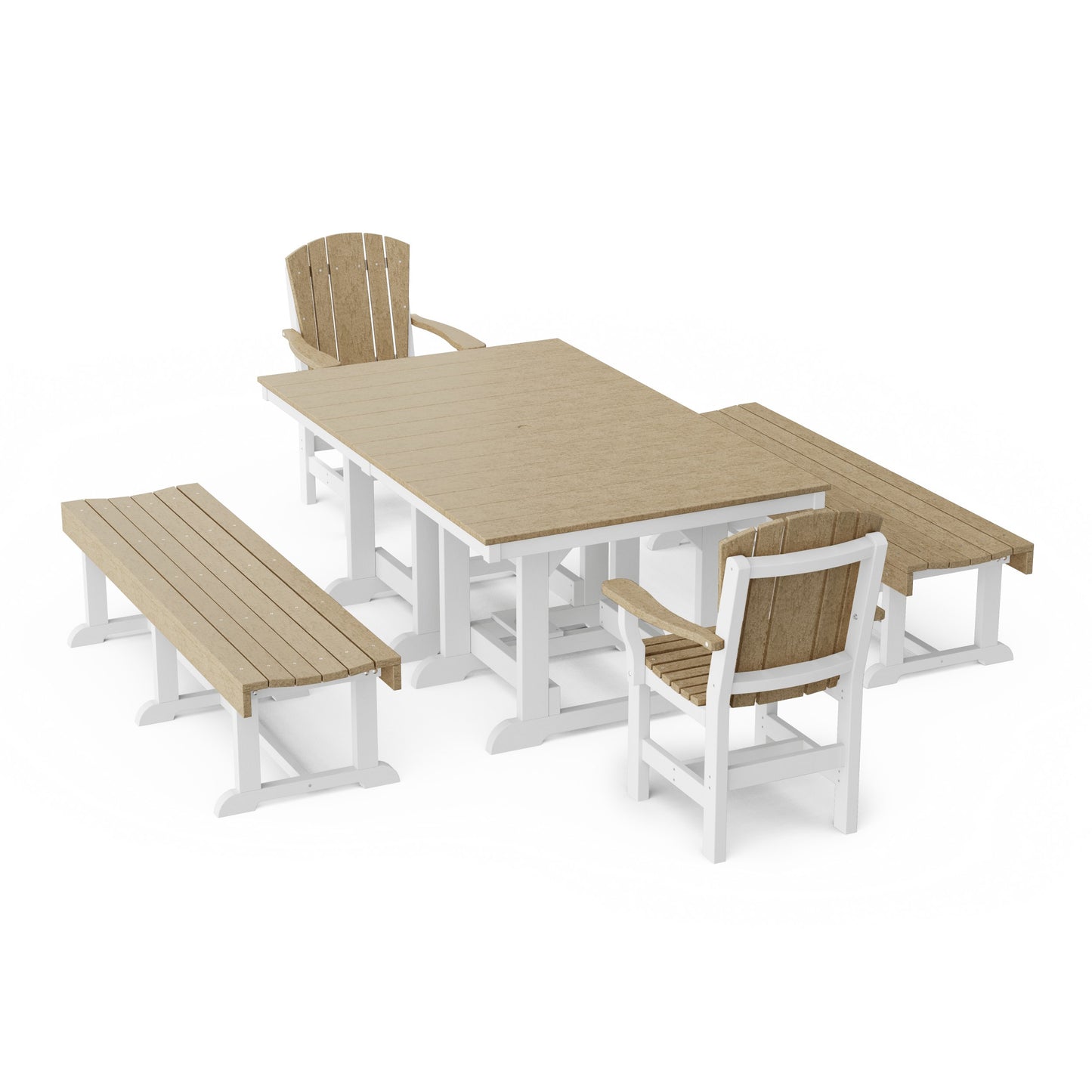 Heritage 5-Piece Rectangular Dining Set with Benches