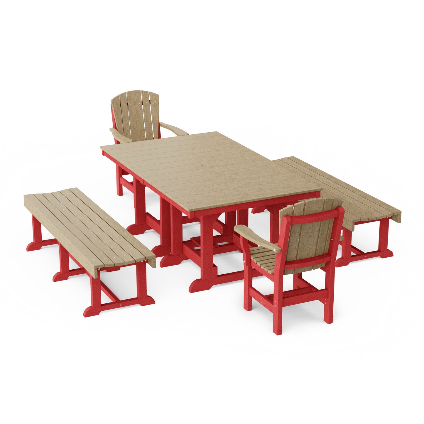 Heritage 5-Piece Rectangular Dining Set with Benches