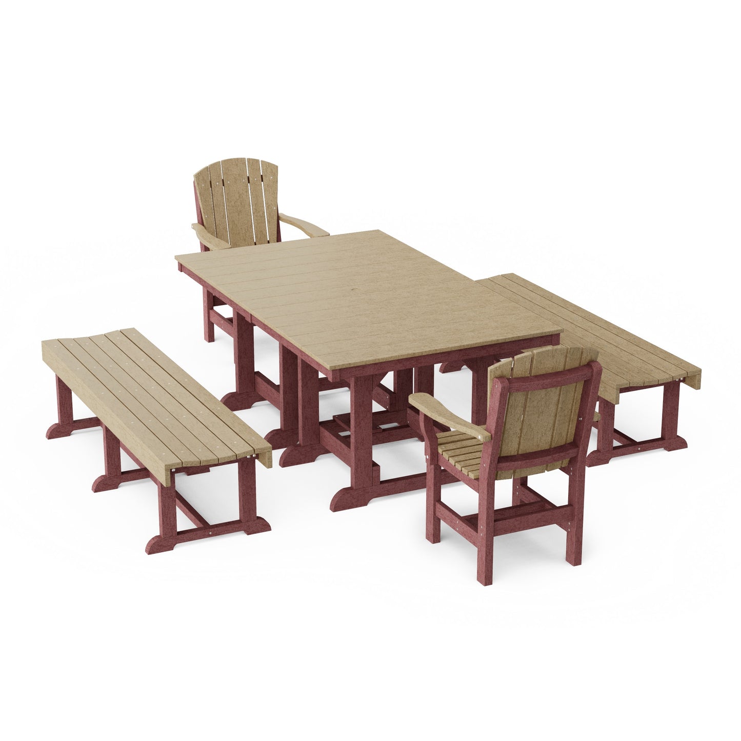 Heritage 5-Piece Rectangular Dining Set with Benches