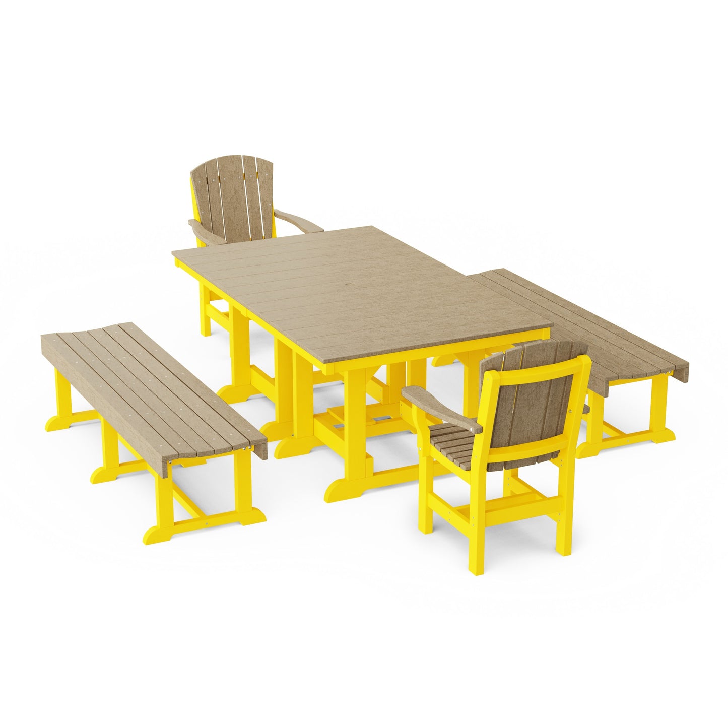 Heritage 5-Piece Rectangular Dining Set with Benches