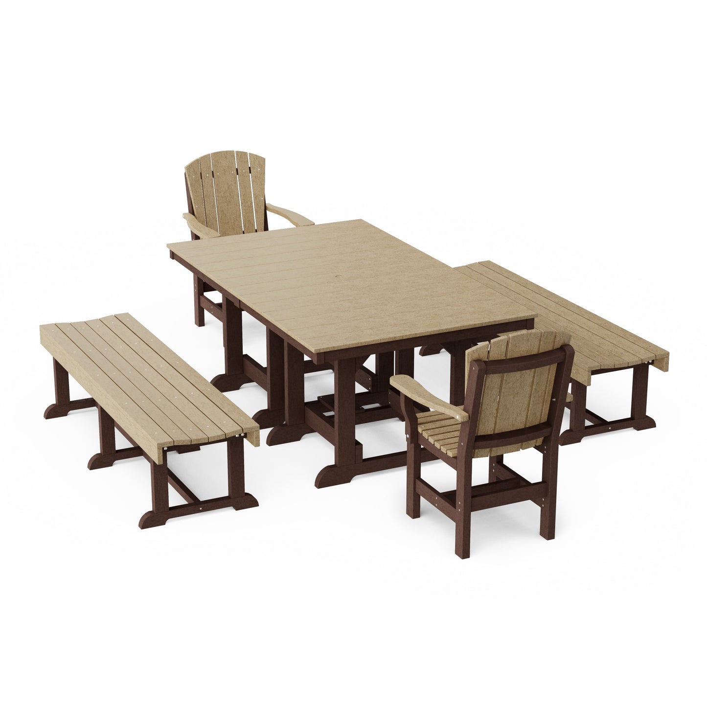 Heritage 5-Piece Rectangular Dining Set with Benches