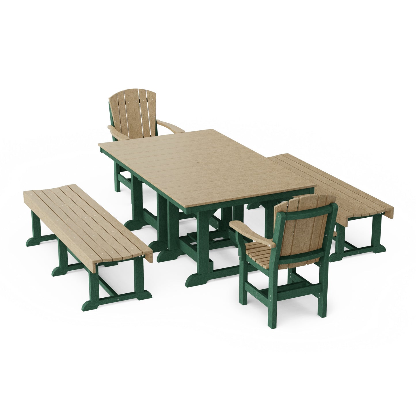 Heritage 5-Piece Rectangular Dining Set with Benches