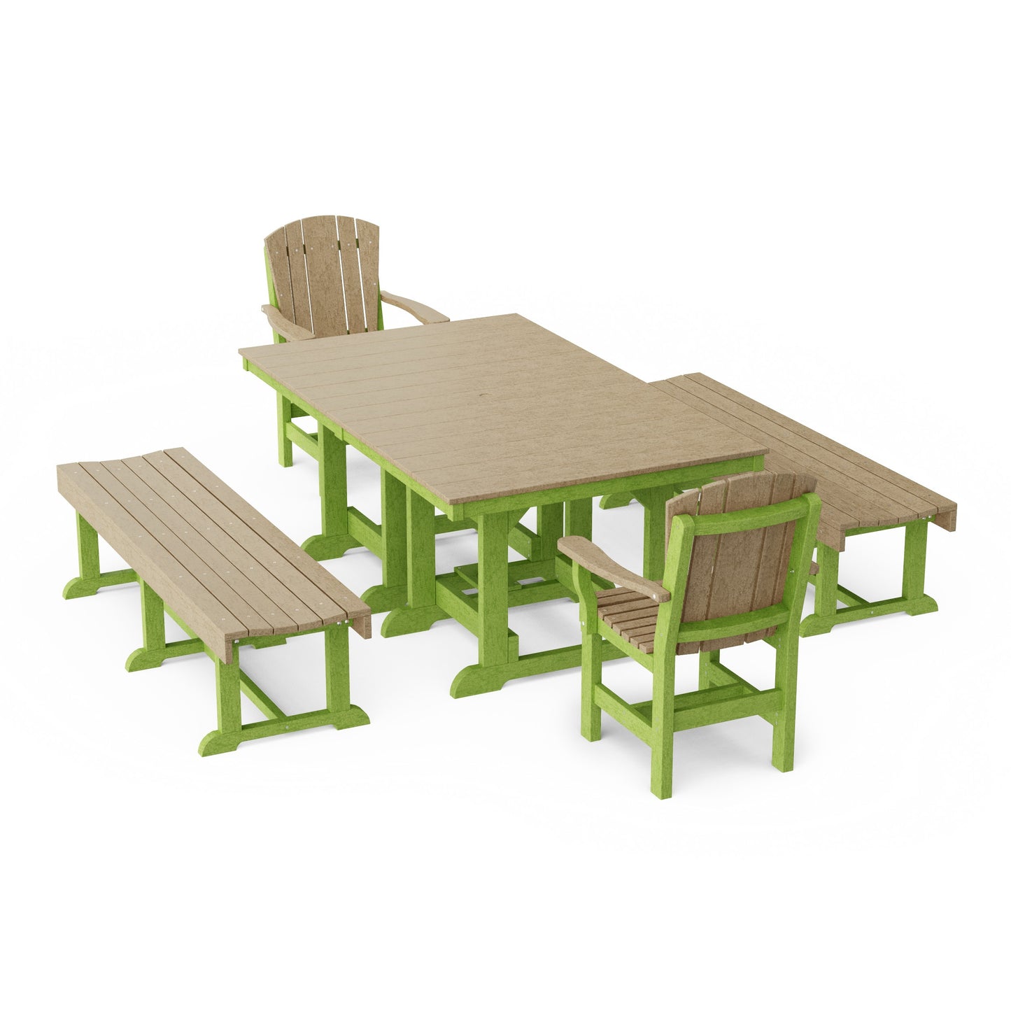 Heritage 5-Piece Rectangular Dining Set with Benches