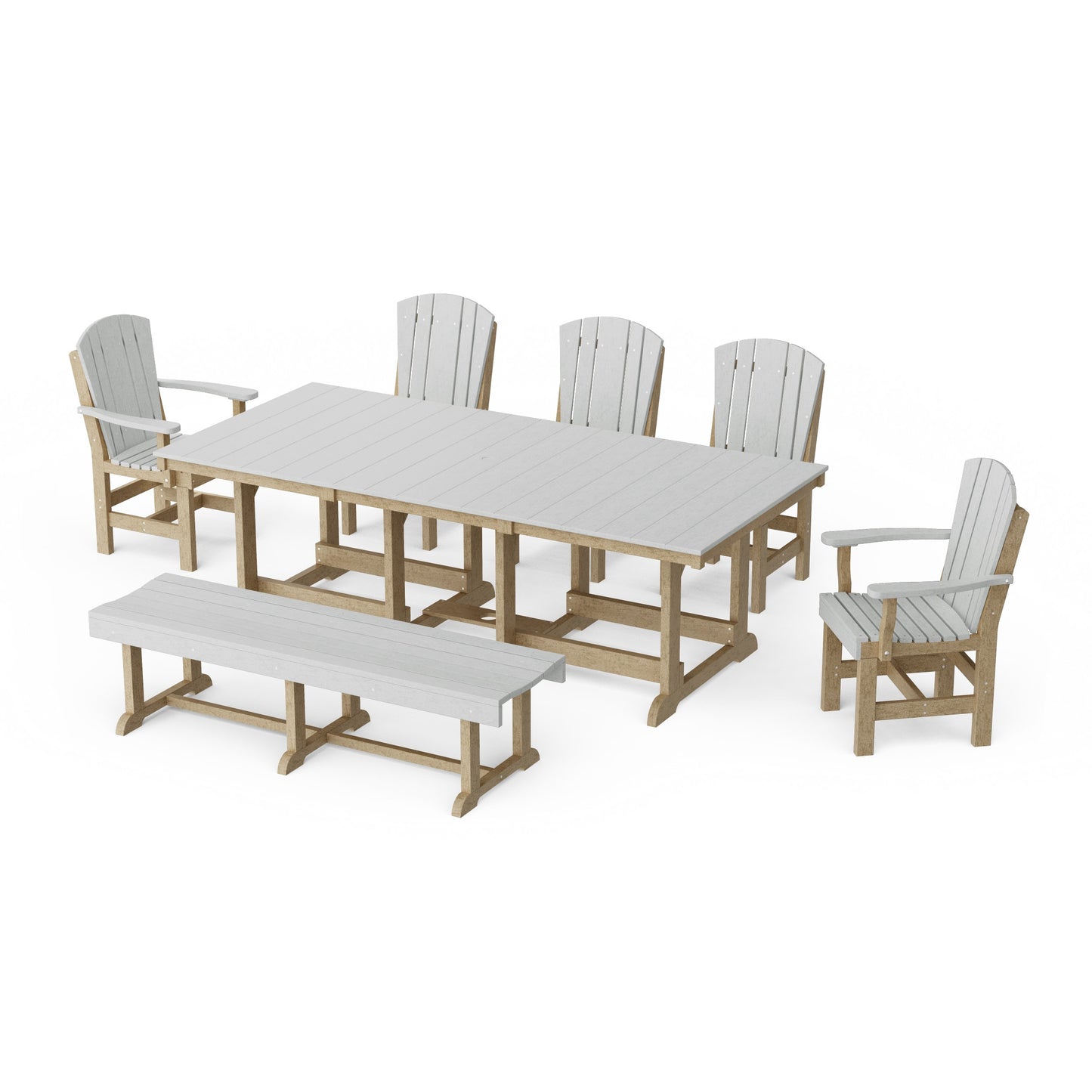 Heritage 7-Piece Rectangular Dining Set with Bench