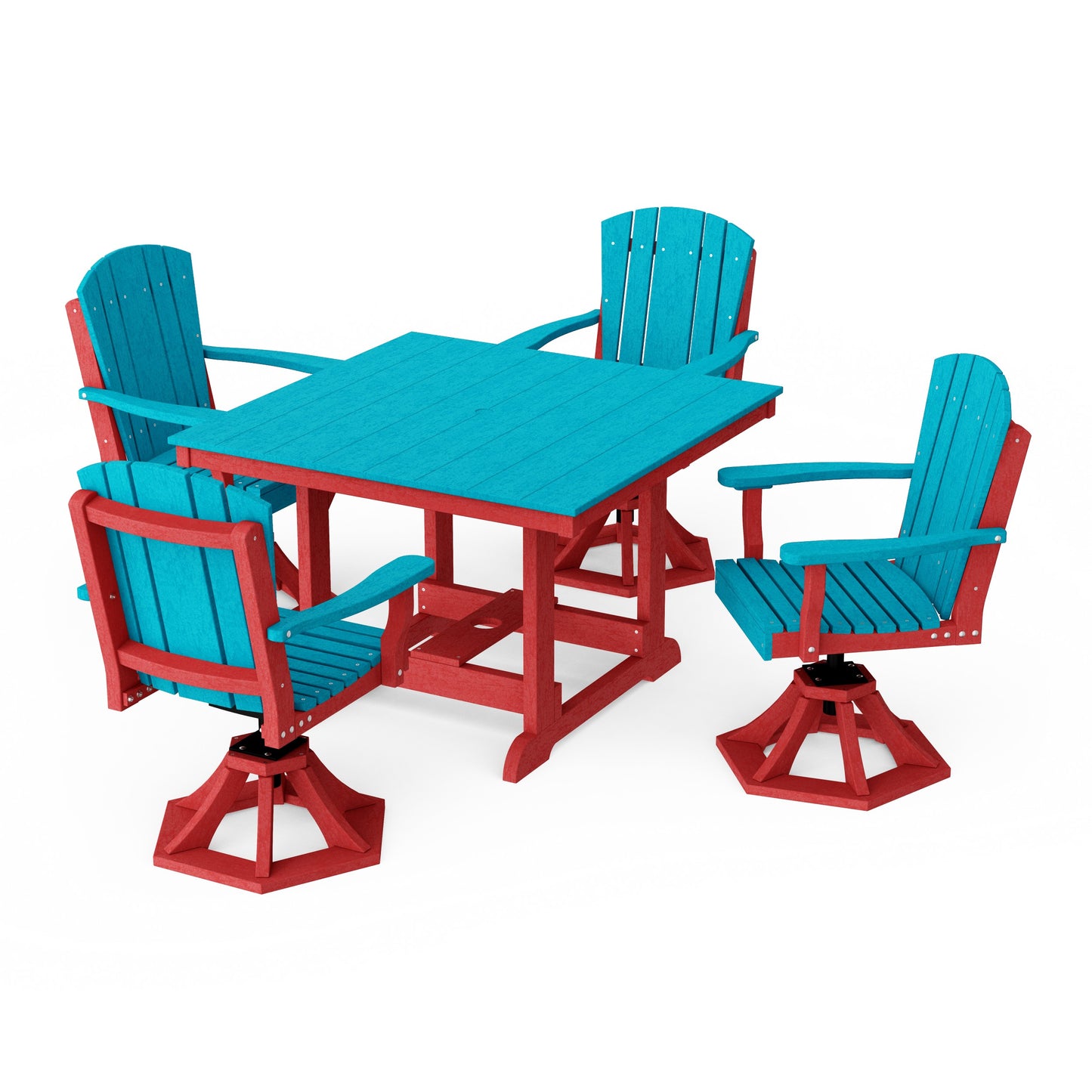 Heritage 5-Piece Swivel Chair Square Dining Set