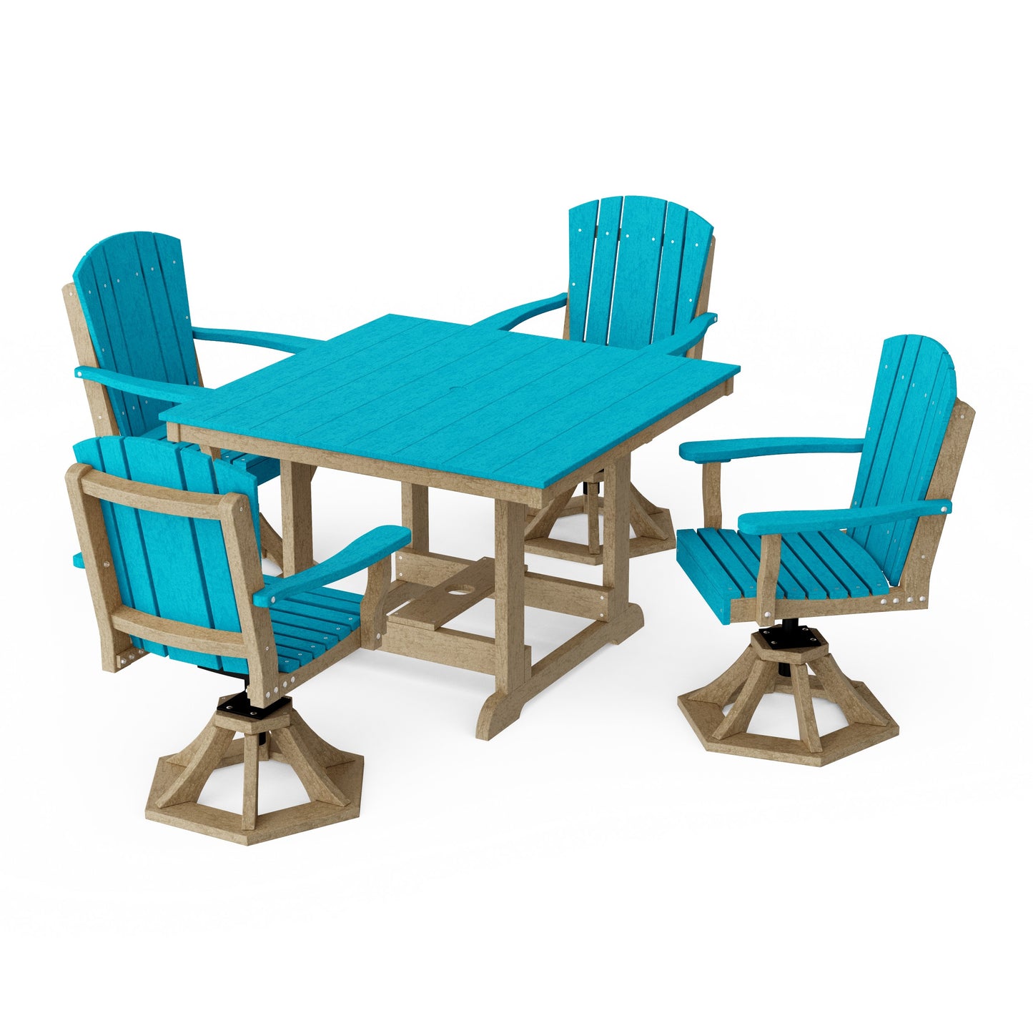 Heritage 5-Piece Swivel Chair Square Dining Set