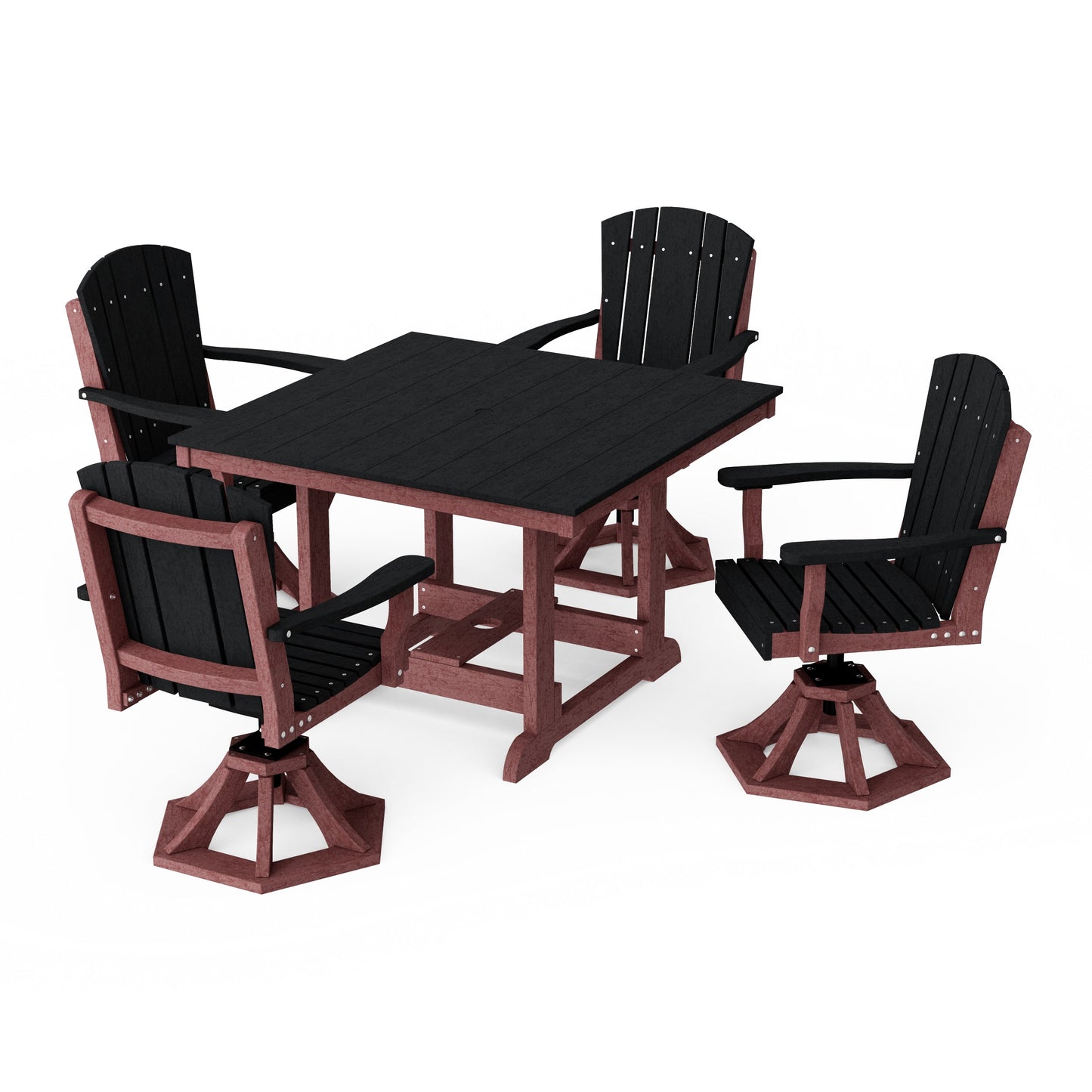 Heritage 5-Piece Swivel Chair Square Dining Set