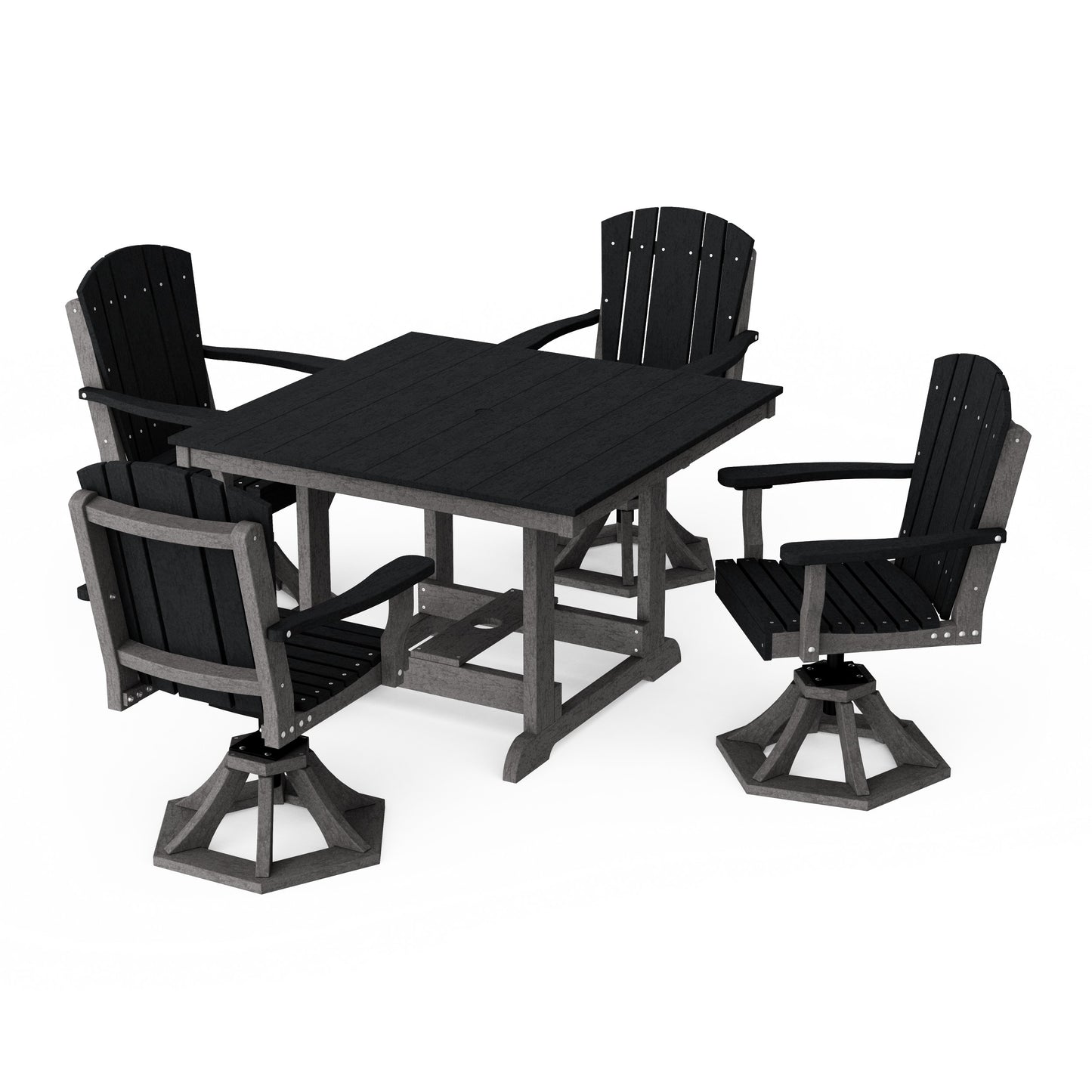 Heritage 5-Piece Swivel Chair Square Dining Set