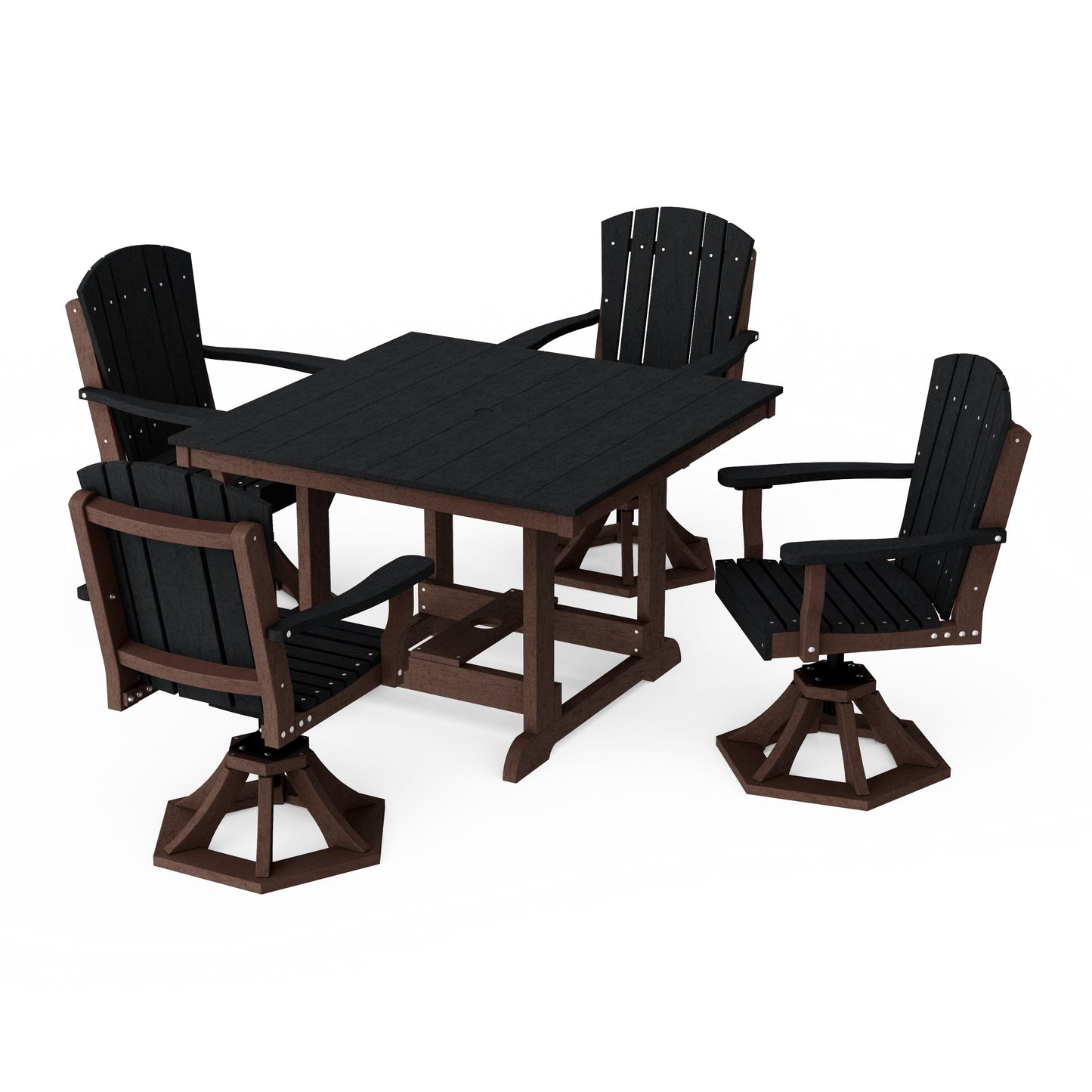 Heritage 5-Piece Swivel Chair Square Dining Set