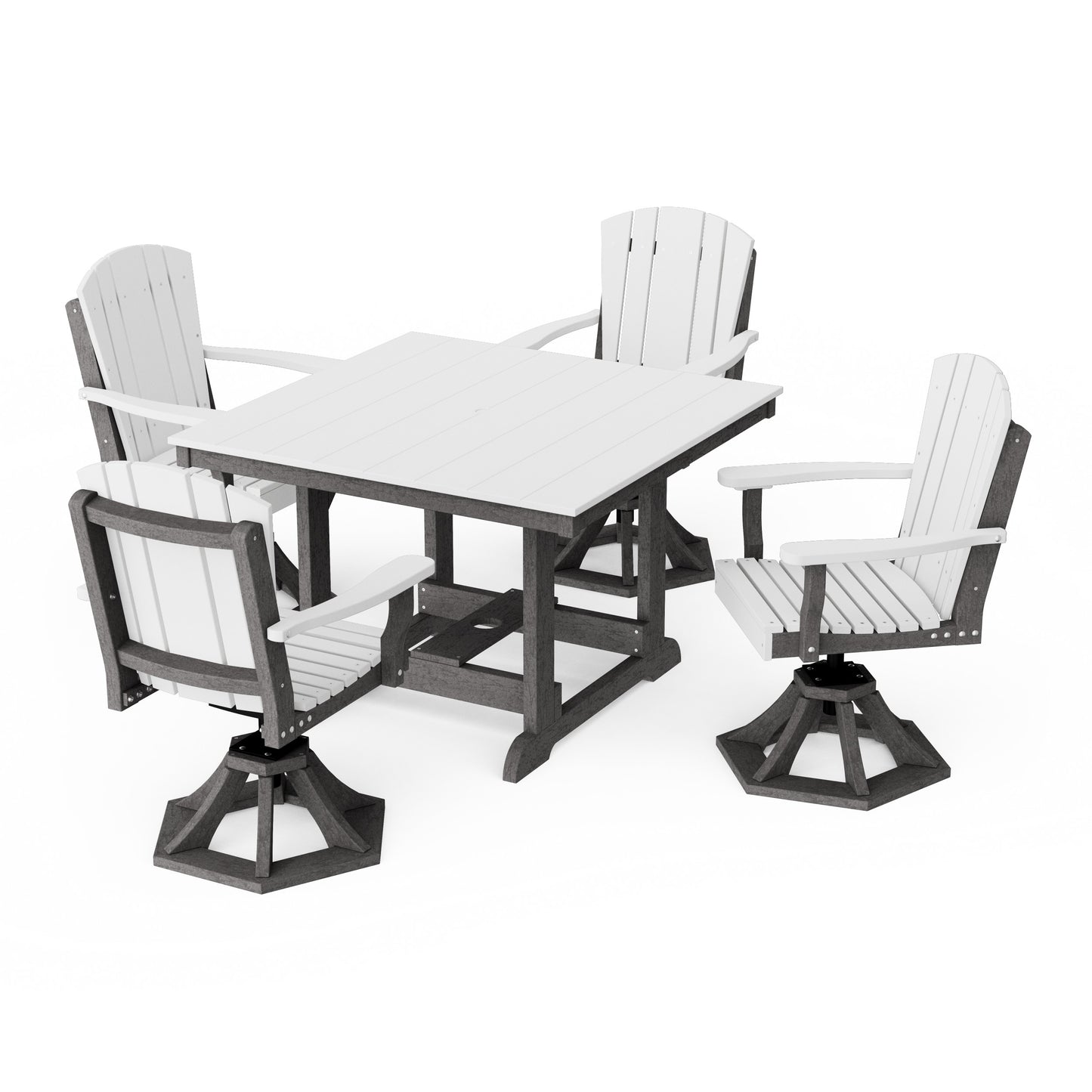 Heritage 5-Piece Swivel Chair Square Dining Set