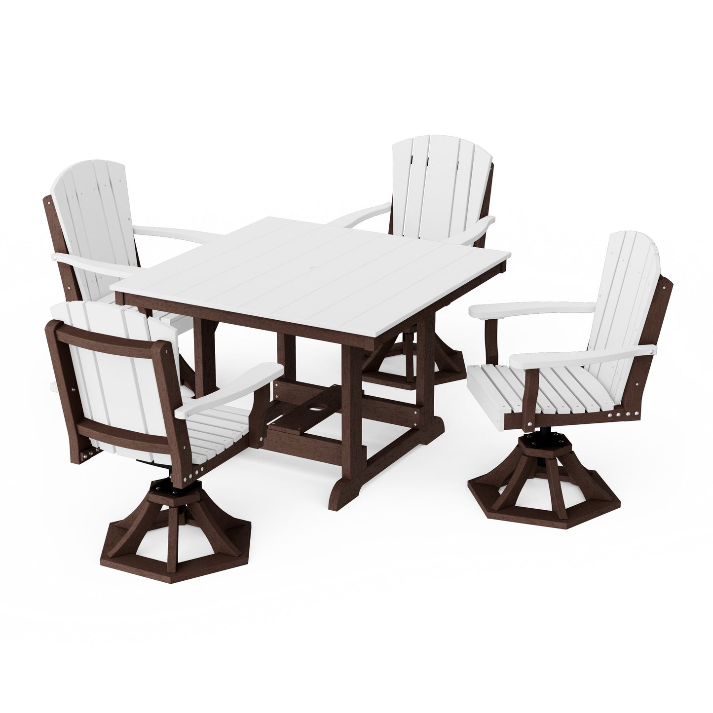 Heritage 5-Piece Swivel Chair Square Dining Set