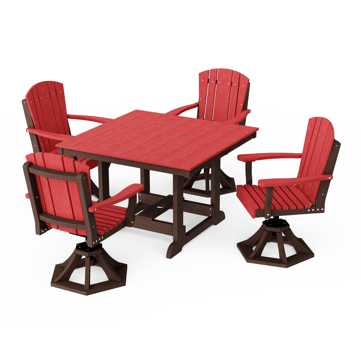 Heritage 5-Piece Swivel Chair Square Dining Set