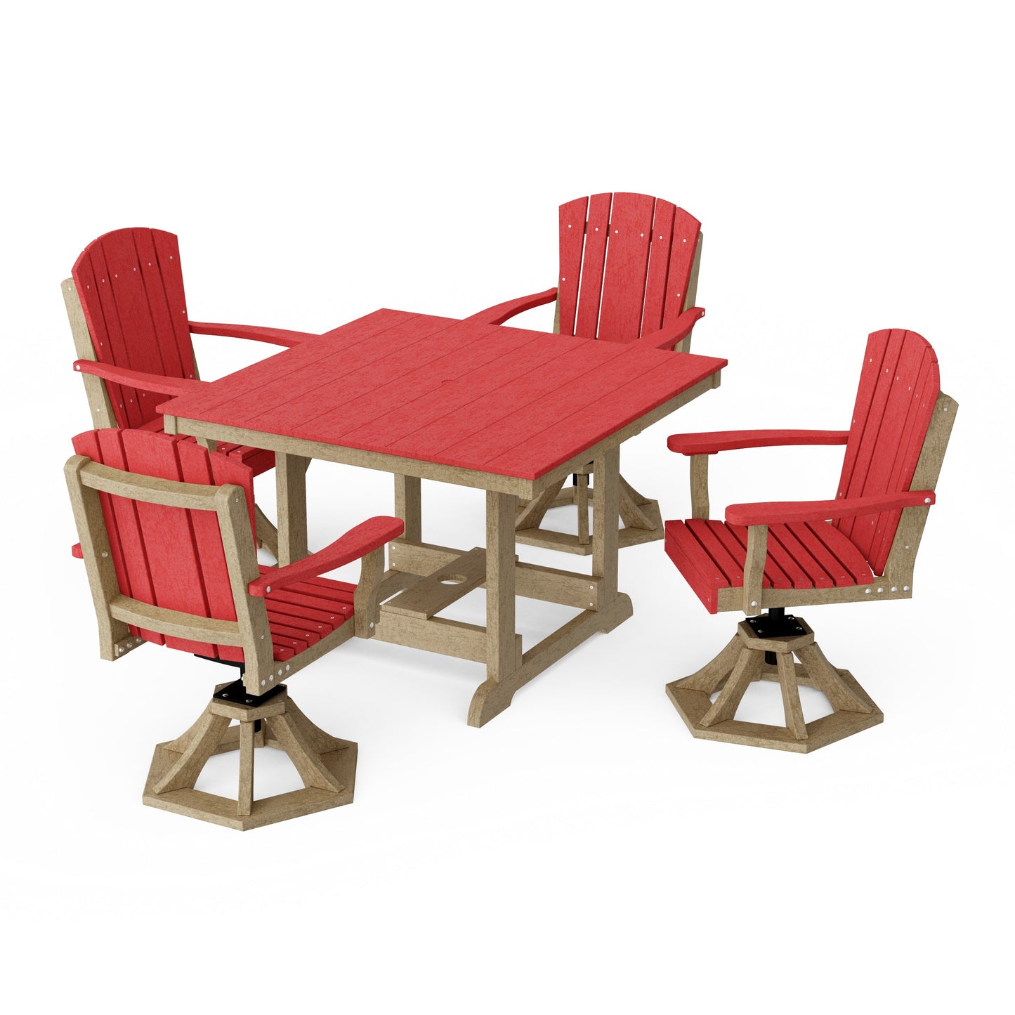 Heritage 5-Piece Swivel Chair Square Dining Set