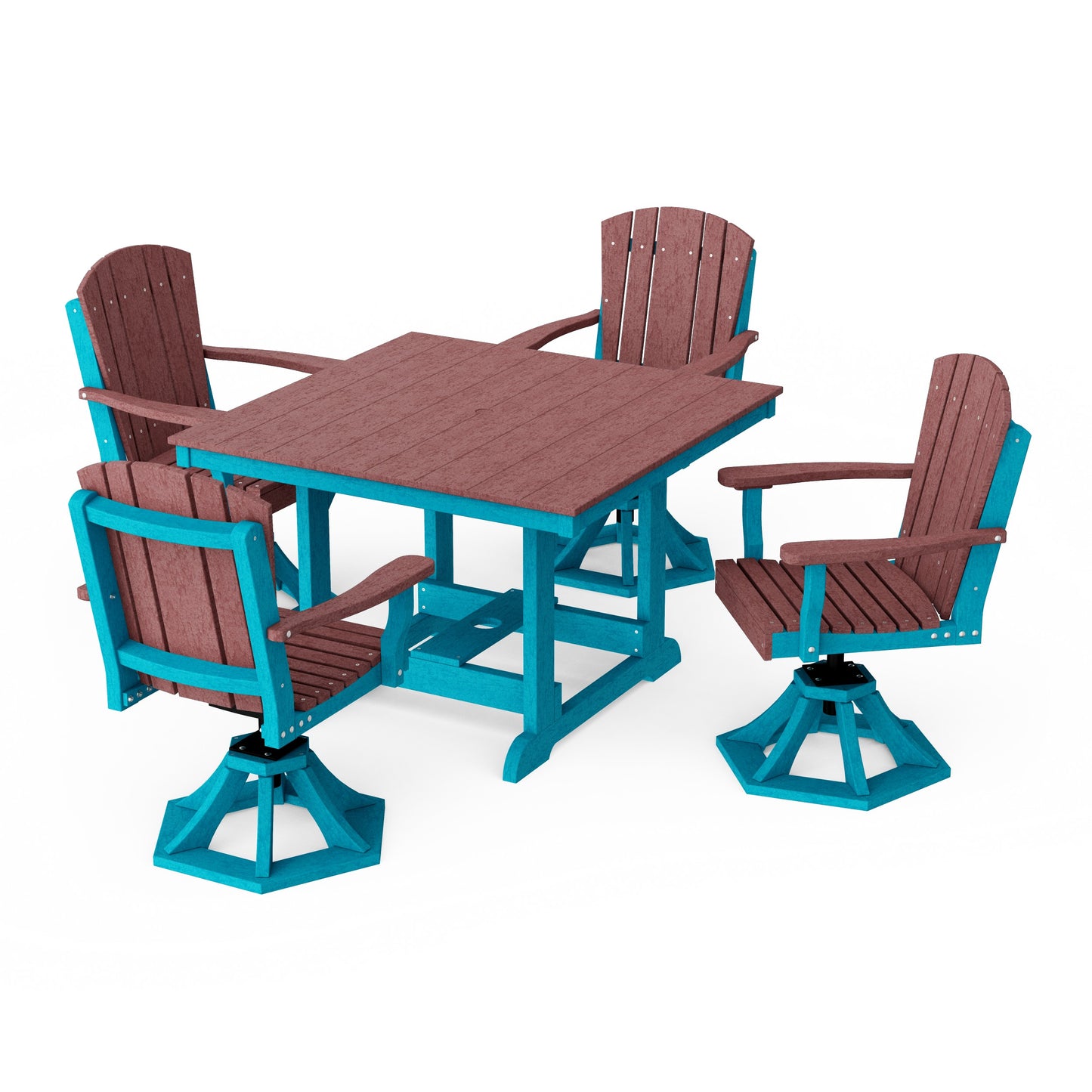 Heritage 5-Piece Swivel Chair Square Dining Set