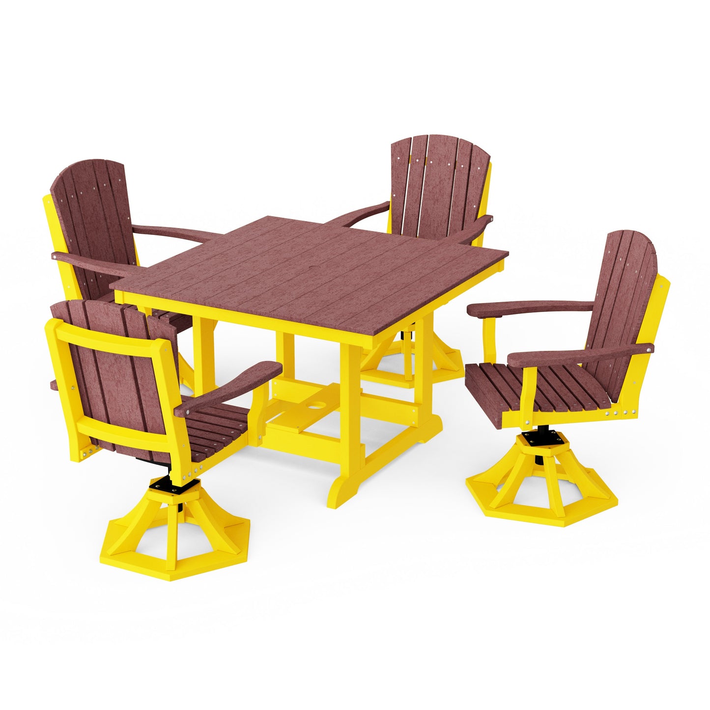 Heritage 5-Piece Swivel Chair Square Dining Set