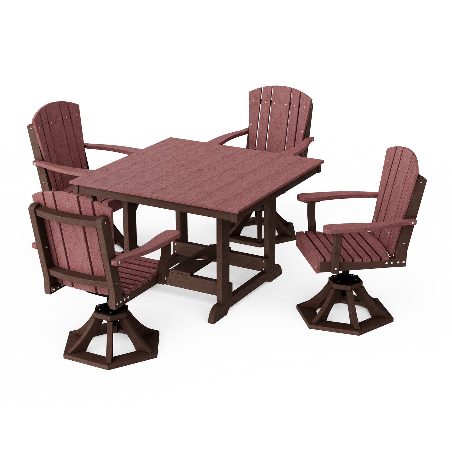 Heritage 5-Piece Swivel Chair Square Dining Set