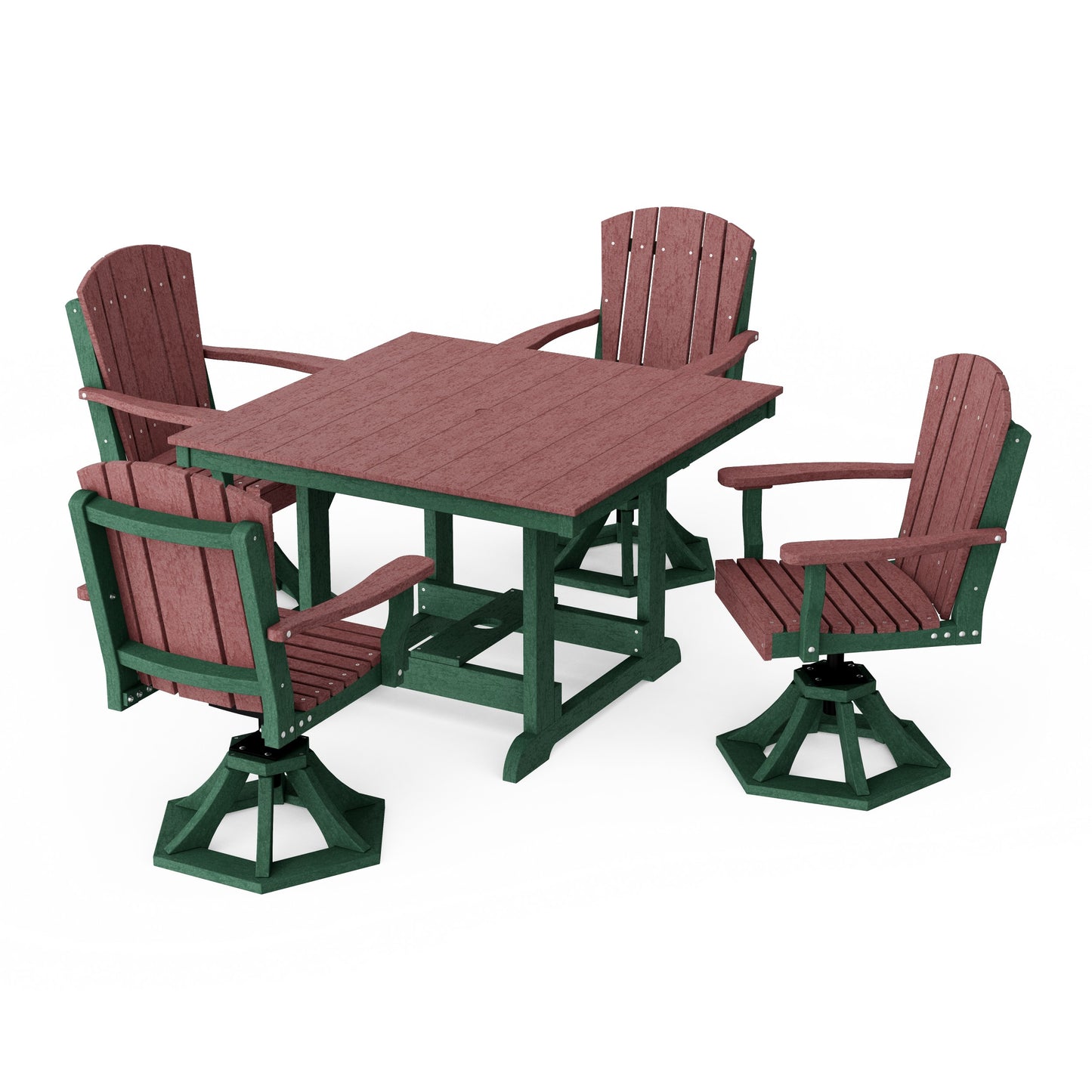 Heritage 5-Piece Swivel Chair Square Dining Set