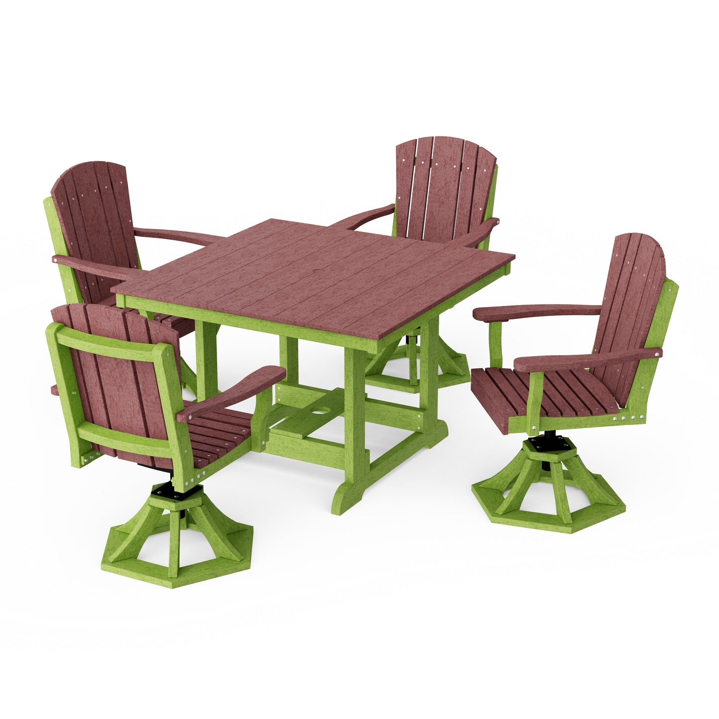 Heritage 5-Piece Swivel Chair Square Dining Set
