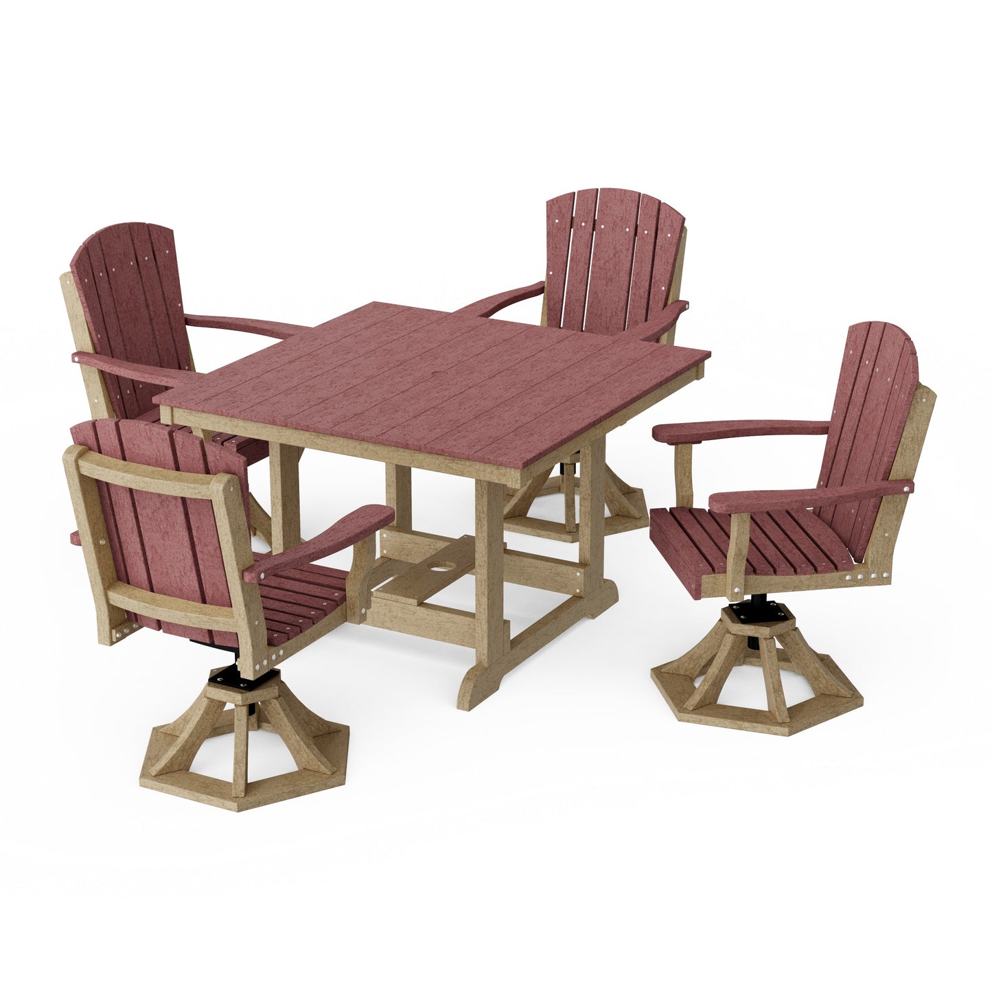 Heritage 5-Piece Swivel Chair Square Dining Set