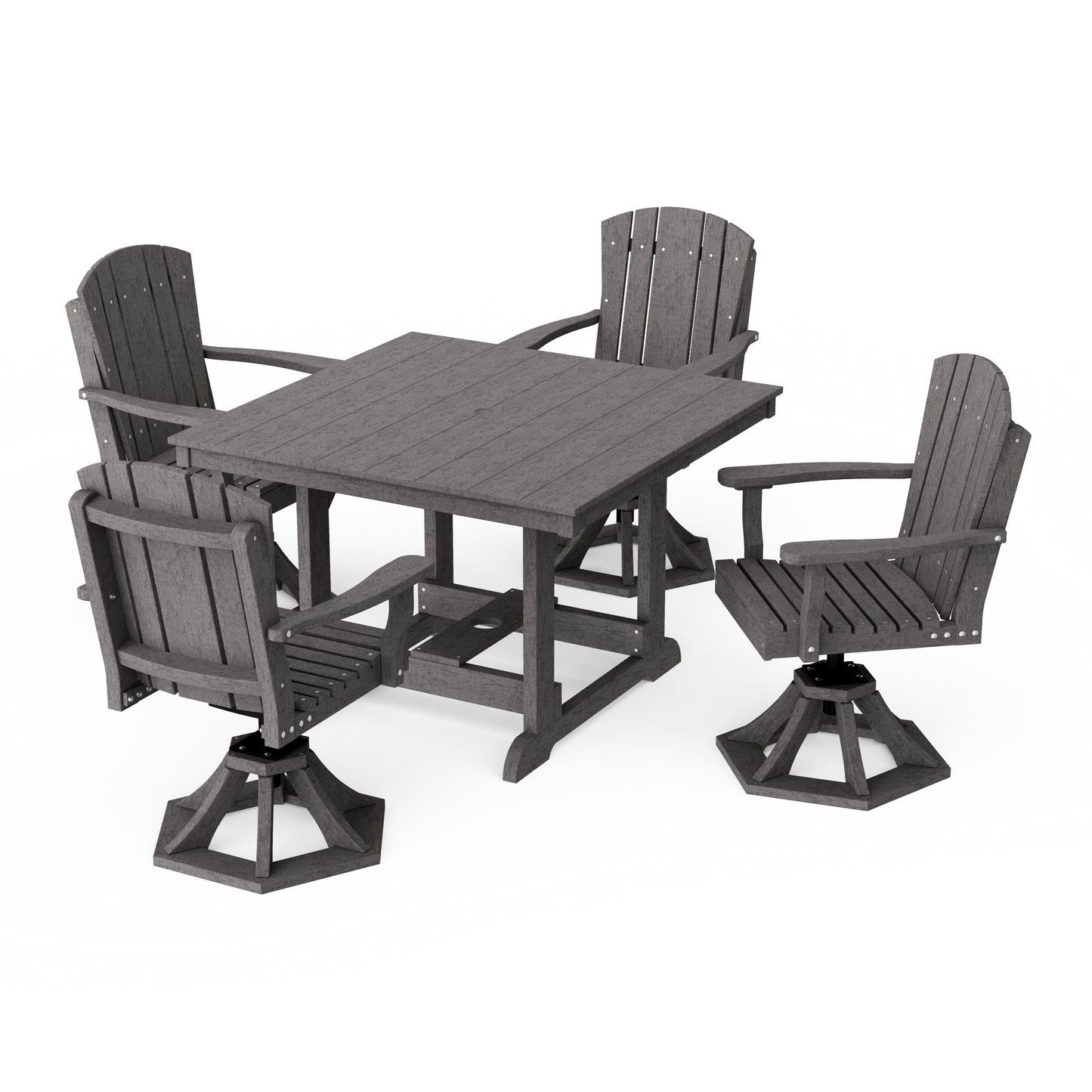 Heritage 5-Piece Swivel Chair Square Dining Set